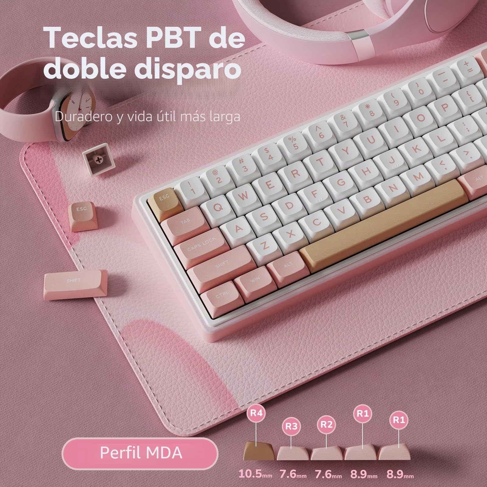 RK ROYAL KLUDGE Teclado mecánico con cable R65 con perilla de volumen, 60% RGB retroiluminado para juegos con teclas PBT, perfil MDA, QMK/VIA, interruptor crema intercambiable en caliente de 66 teclas