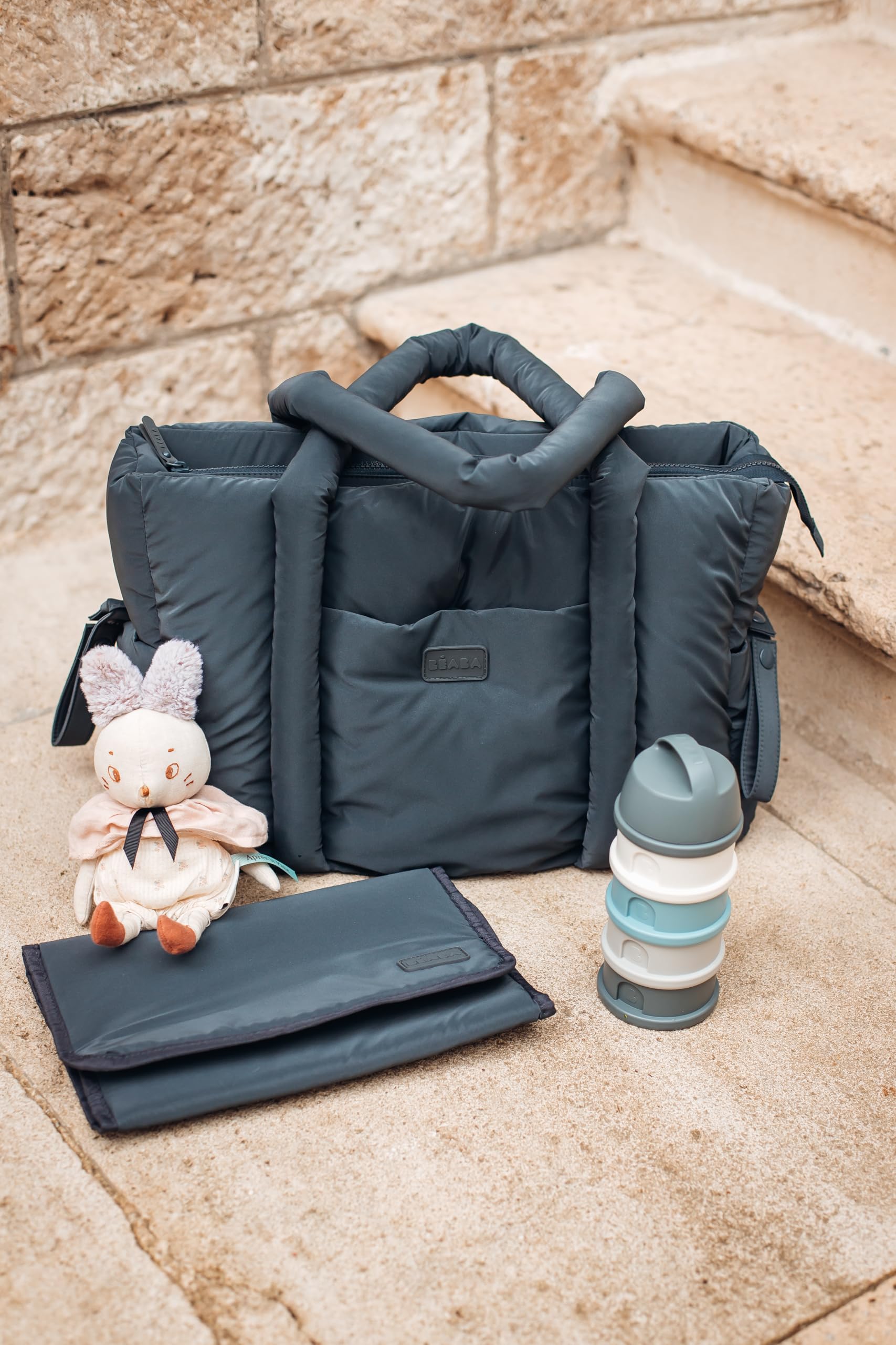 Béaba, Wickeltasche für Babys, Mehrere Fächer, 10 Taschen, Reißverschluss Trolley-Koffer, Schultergurt, Isotherm-Tasche