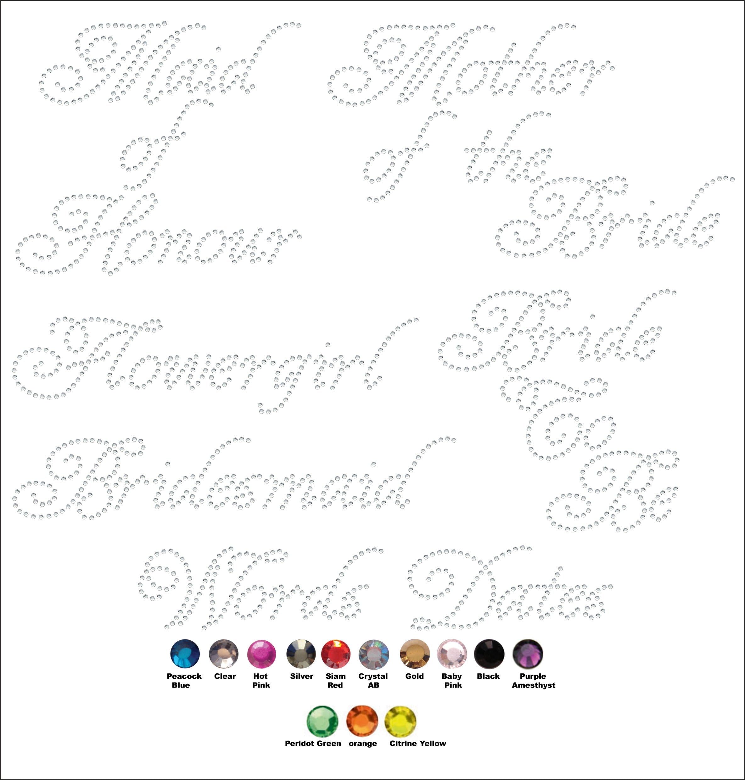 Personalised Iron On Rhinestone Diamante T-Shirt Transfer - Fancy 1A Style (1 Word only Between 5 and 8 Letters)