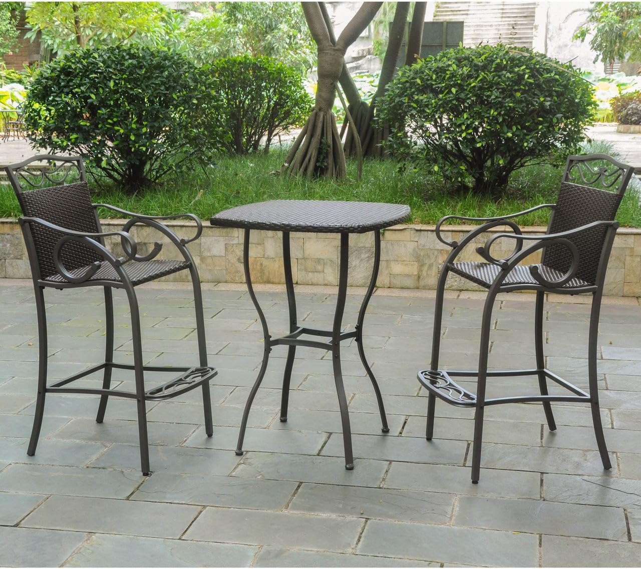International Caravan 3-Pc Patio Bistro Set in Chocolate Finish