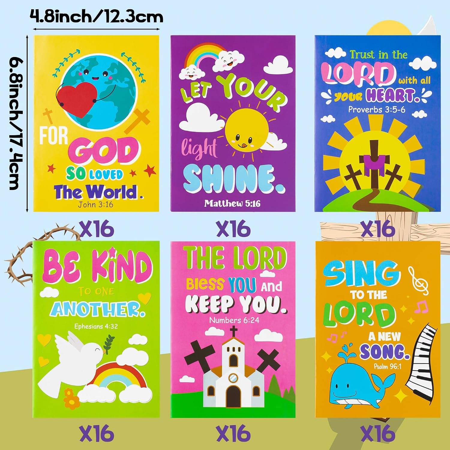 Dvbonike 96Pcs Bible Coloring Books Religious Theme DIY Color-in Pages