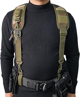 KUNN Tactical Suspenders Police Duty Belt Harness with Keychain and Belt Snap Hook Camouflage