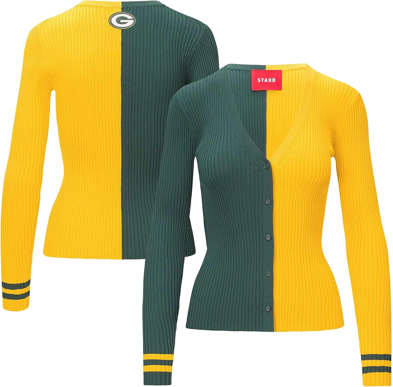 STAUD Women's Green/Gold Green Bay Packers Cargo Sweater