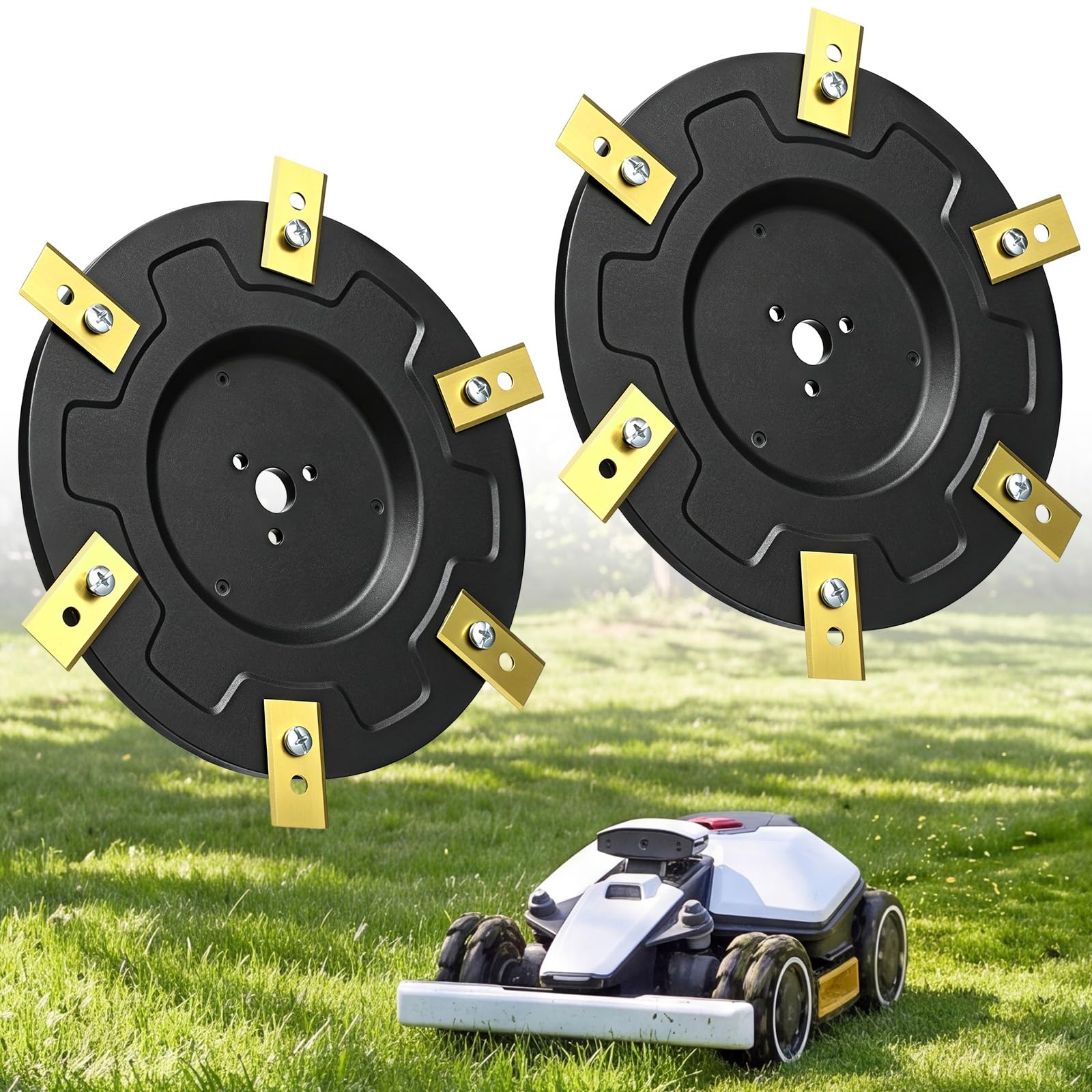 BBTO 2 dischi da taglio e 12 lame compatibili con Mammotion LUBA 1 AWD e LUBA 2 AWD (fino al modello 2024), accessori per tosaerba, con 12 viti di fissaggio, ottime prestazioni di taglio, lame in acci