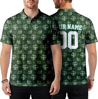Personalized St Patricks Day Polo Shirt for Men, Funny Irish Golf Polo with Custom Name, Short Sleeve