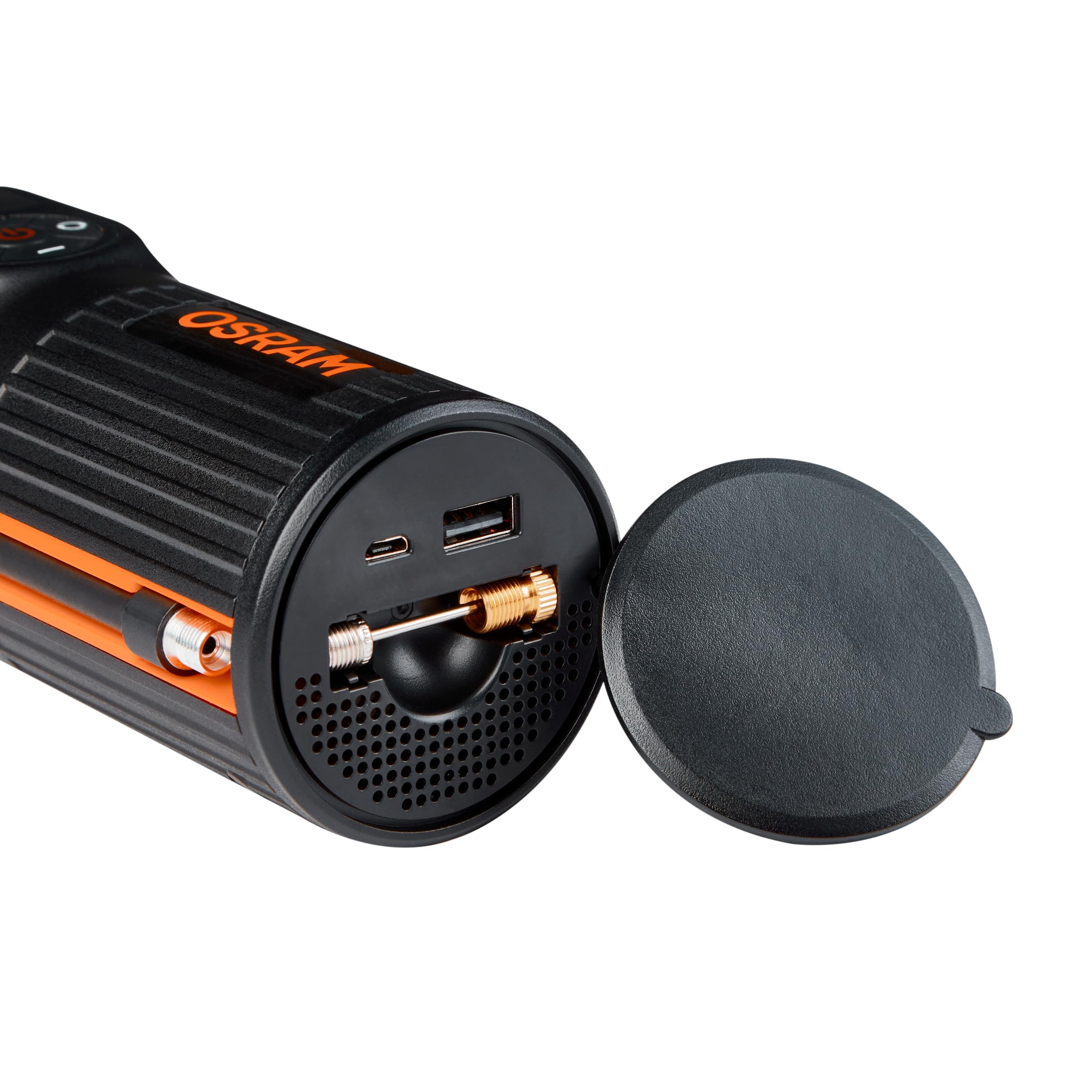 OSRAM TYREinflate 2000, kompakte wiederaufladbare Reifenpumpe mit LED Licht, tragbarer Kompressor für Reifen, Stromanschluss via USB, Reifenbefüllung in 2 Minuten