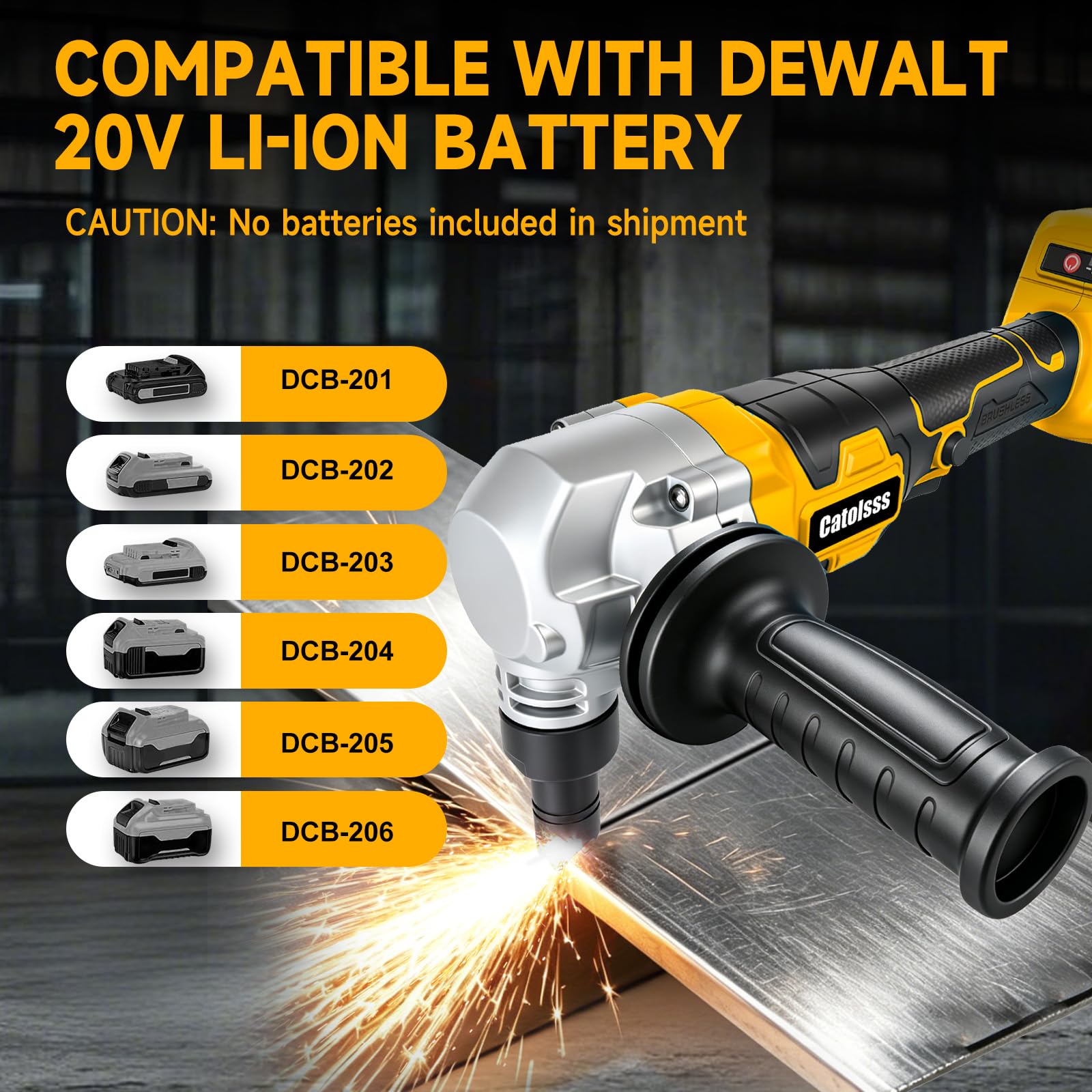 Knabber Blechknabber Kompatibel mit Dewalt 20V Akku,450W Kabellose Blechnibbler mit Bürstenlos Motor, 30000U/min,360° drehbarer Knabberkop Elektrische Blechschere für Edelstahl & Aluminium(ohne Akku)