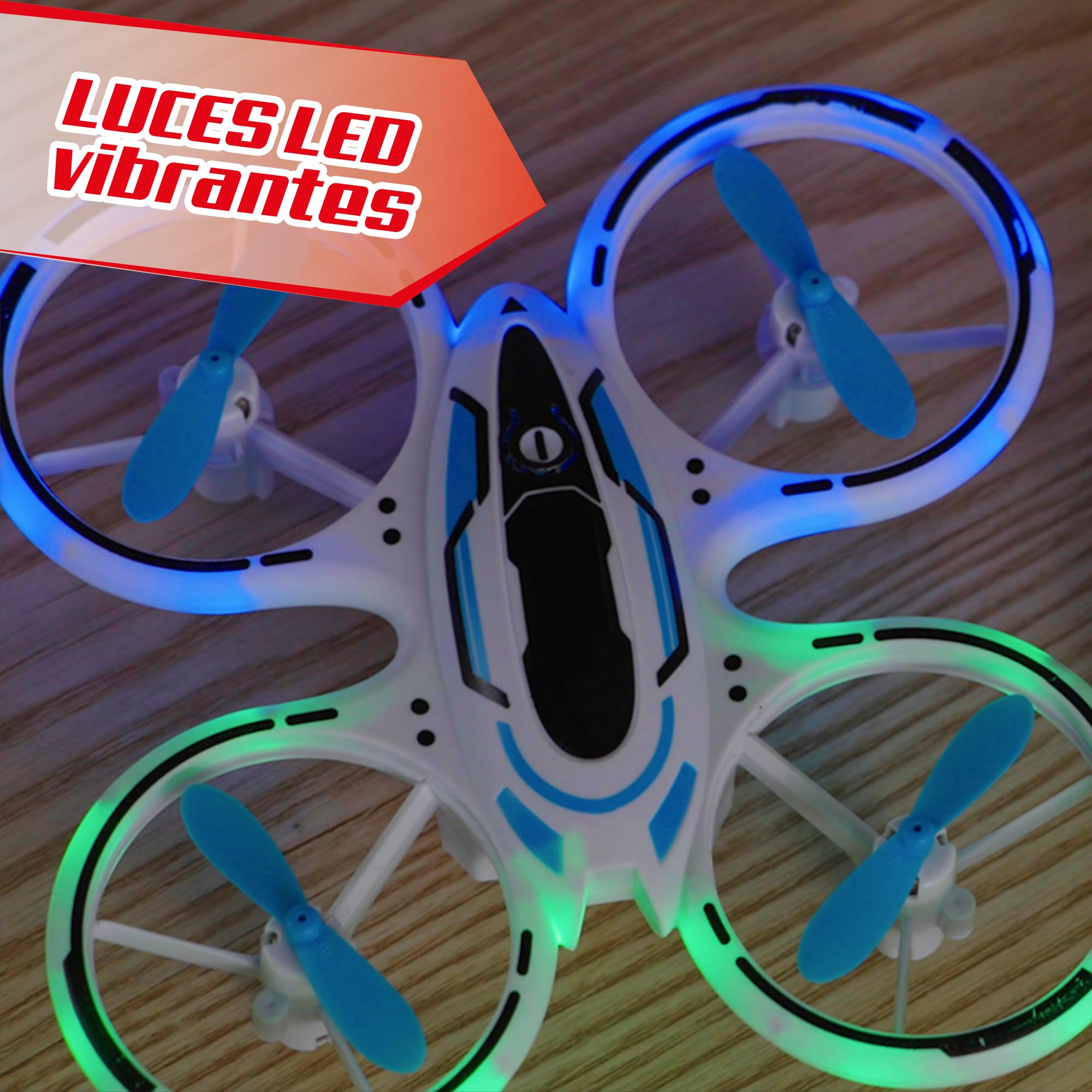 Bizak Neon dron akrobacyjny z niebieskimi i zielonymi światłami LED, stabilny lot + akrobatyka 360°, +8 lat, (62004827)
