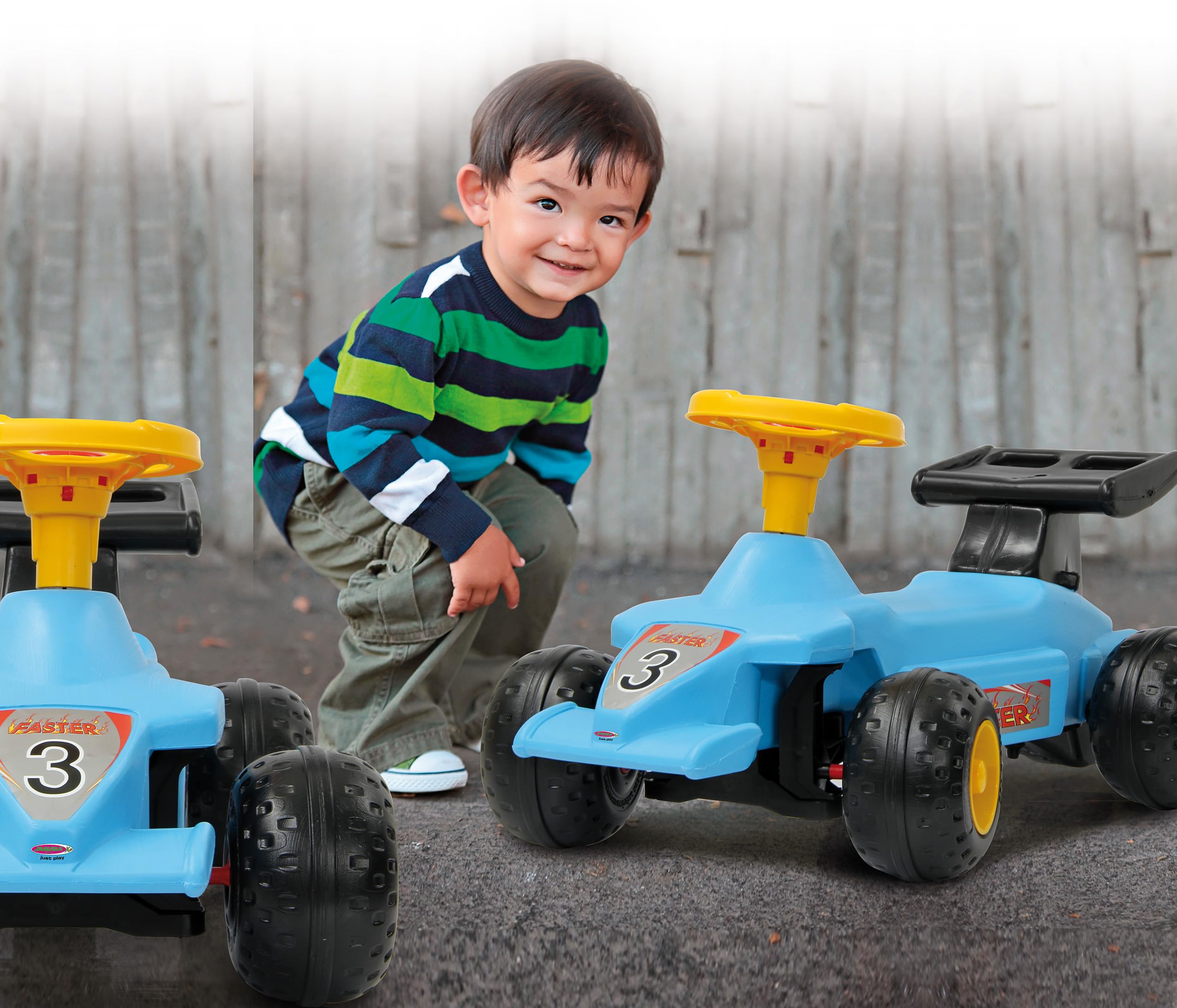 JAMARA 460310 – antypoślizgowa Formula Kid Blau – stabilny i wytrzymały, uchwyty w tylnej skrzybie, ochrona przed przewróceniem, atrakcyjny design w kolorze czerwonym lub jasnoniebieskim, klakson
