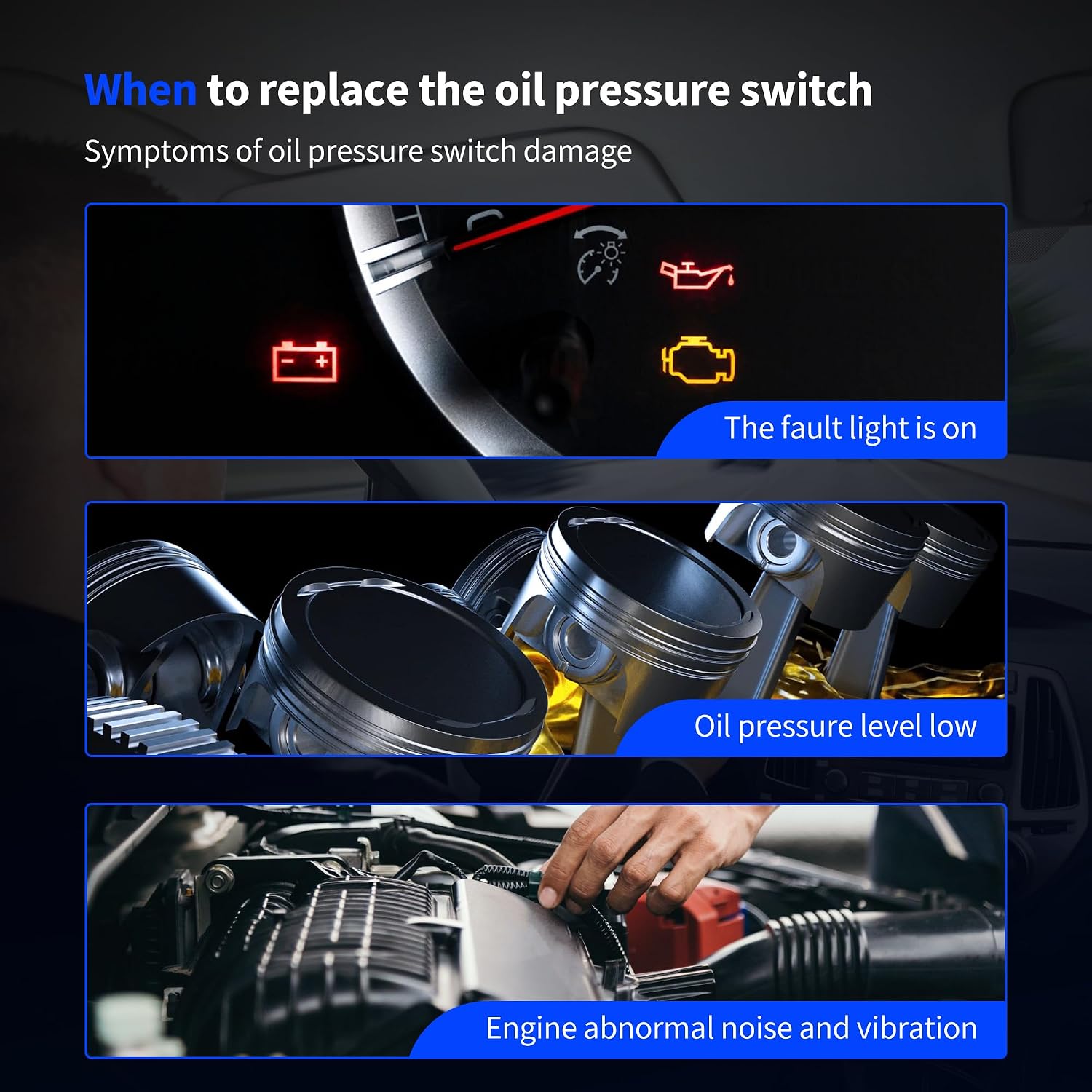 Engine Oil Pressure Sensor Sending Unit Compatible with Chrysler 200 Dodge Dart Cherokee Renegade Fiat 500X Ram ProMaster City 2.0L 2.4L 2015 2016 2017 Replace# 68145662AB 68145662AA PS753