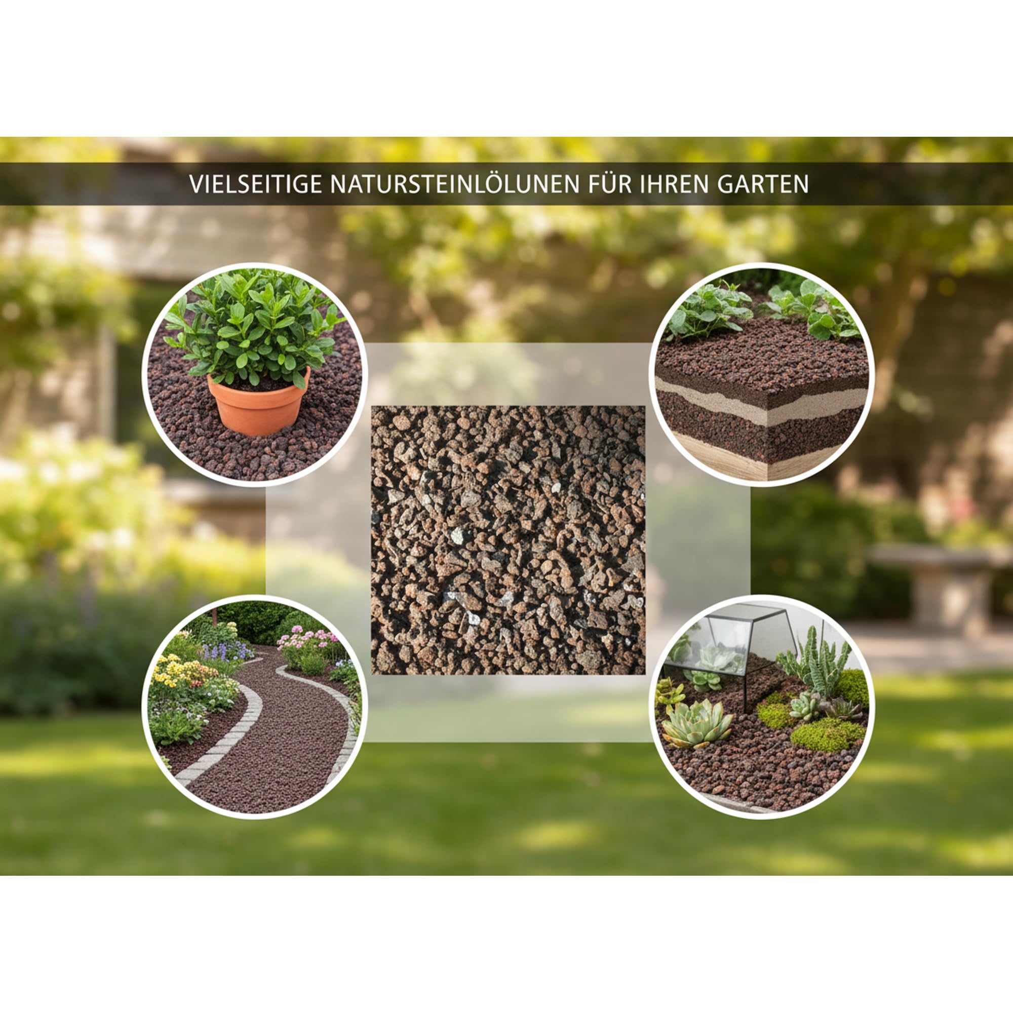 Alwe Lava Mulch aus der Vulkaneifel – Robustes Naturprodukt (Körnung 2–8 mm) für Garten, Dachbegrünung und Drainage - 25 kg