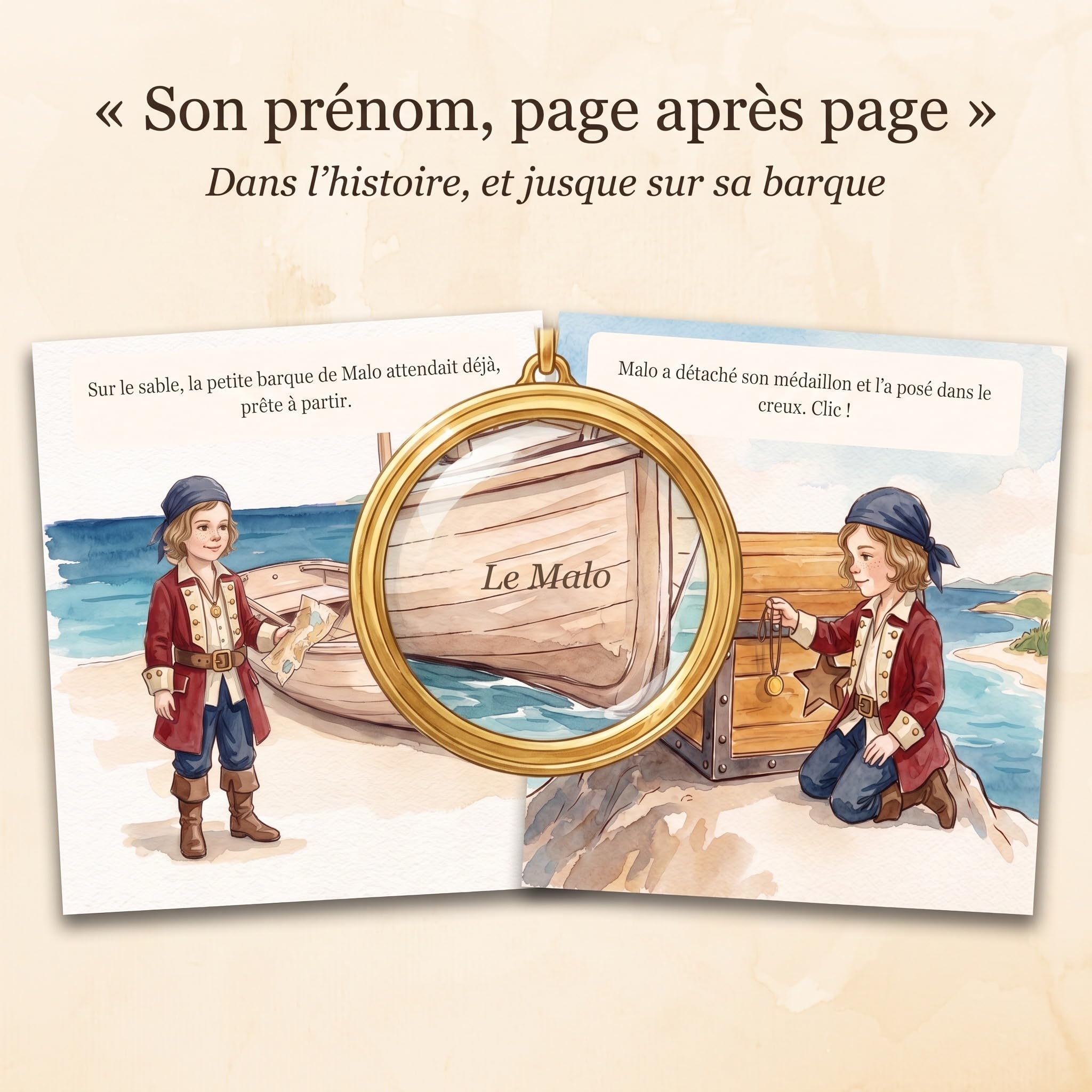 Livre personnalisé enfant pirate photo et prénom - Cadeau chasse au trésor