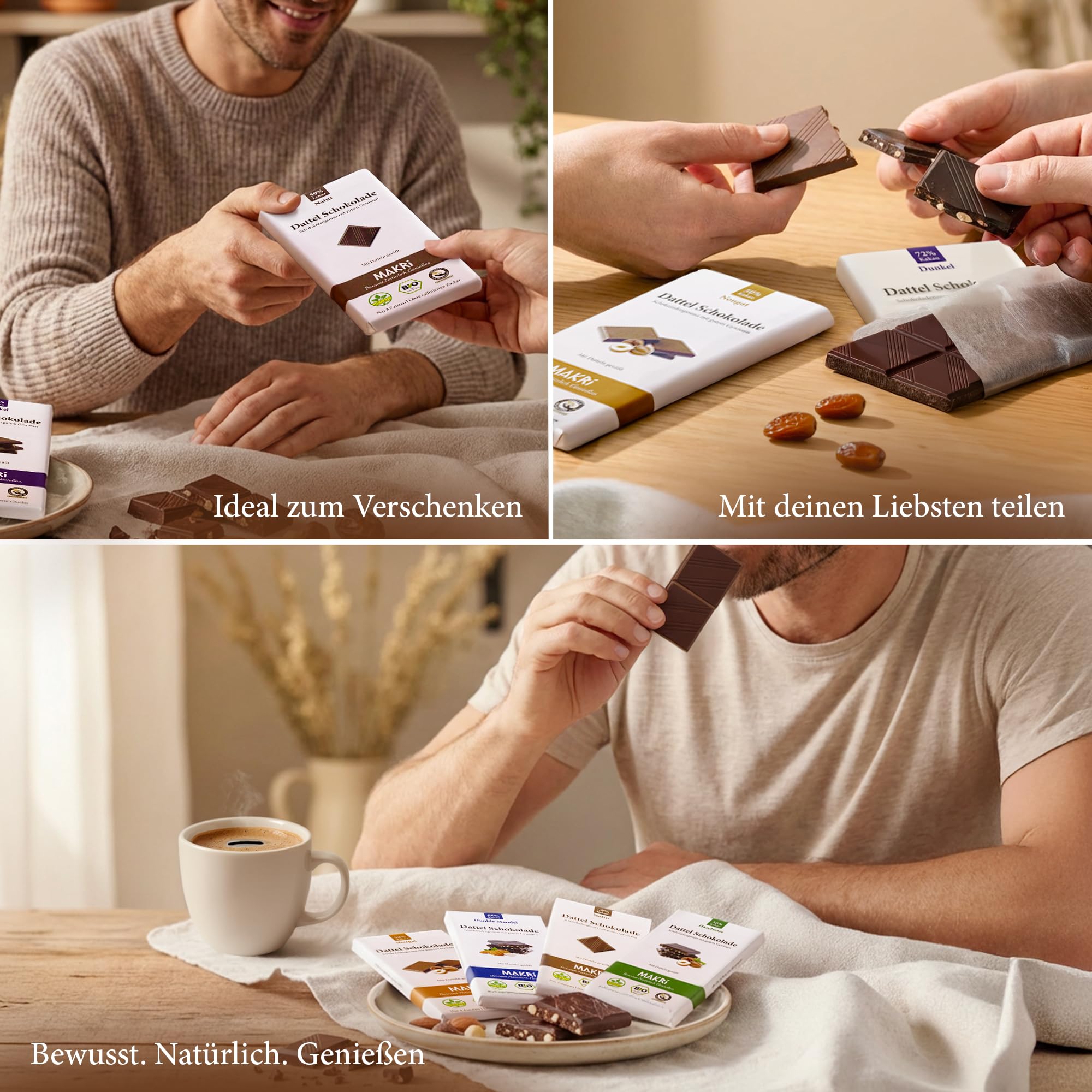 MAKRi® BIO Dattel Schokolade Probierpaket (5 Sorten) | Mit Datteln Gesüßt | Dattelschokolade Ohne Raffinierten Zucker | Vegane & Dattelsüsse Bio, Fair Gehandelt (10)