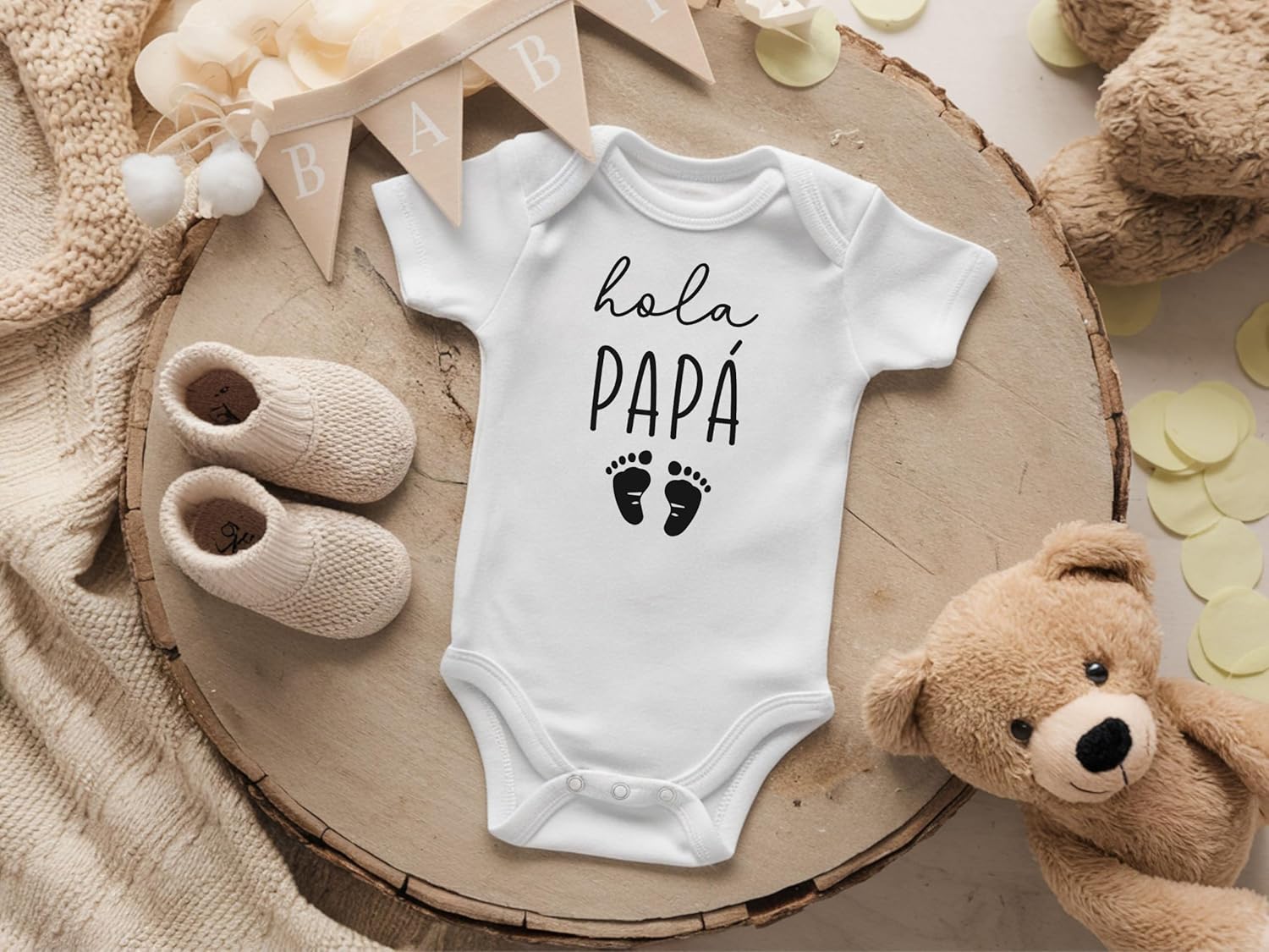 Hola Papa Spanish Pregnancy Announcement Infant Bodysuit - Gift For New Dad - Image 4