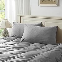 Vista 15 de H Household - Funda de almohada 100% algodón jersey - Ligera, cómoda, súper suave y transpirable, fundas de almohada tejidas en hilado con cierre