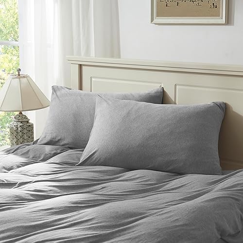 Juego de 2 fundas de almohada de algodón 100 % jersey de 20 x 30 pulgadas, peso ligero, cómodo, extremadamente duradero.