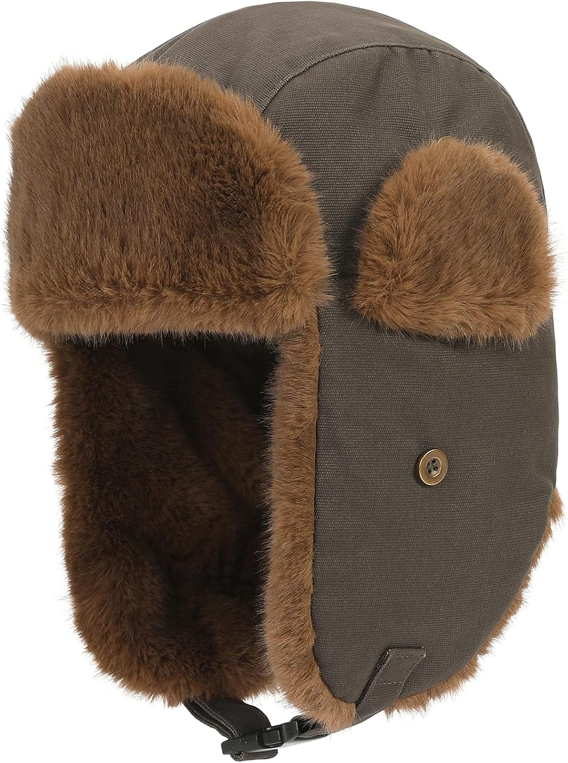 Burnell Men’s Trapper Hat –Russian Trooper Style, Faux Fur Ear Flaps