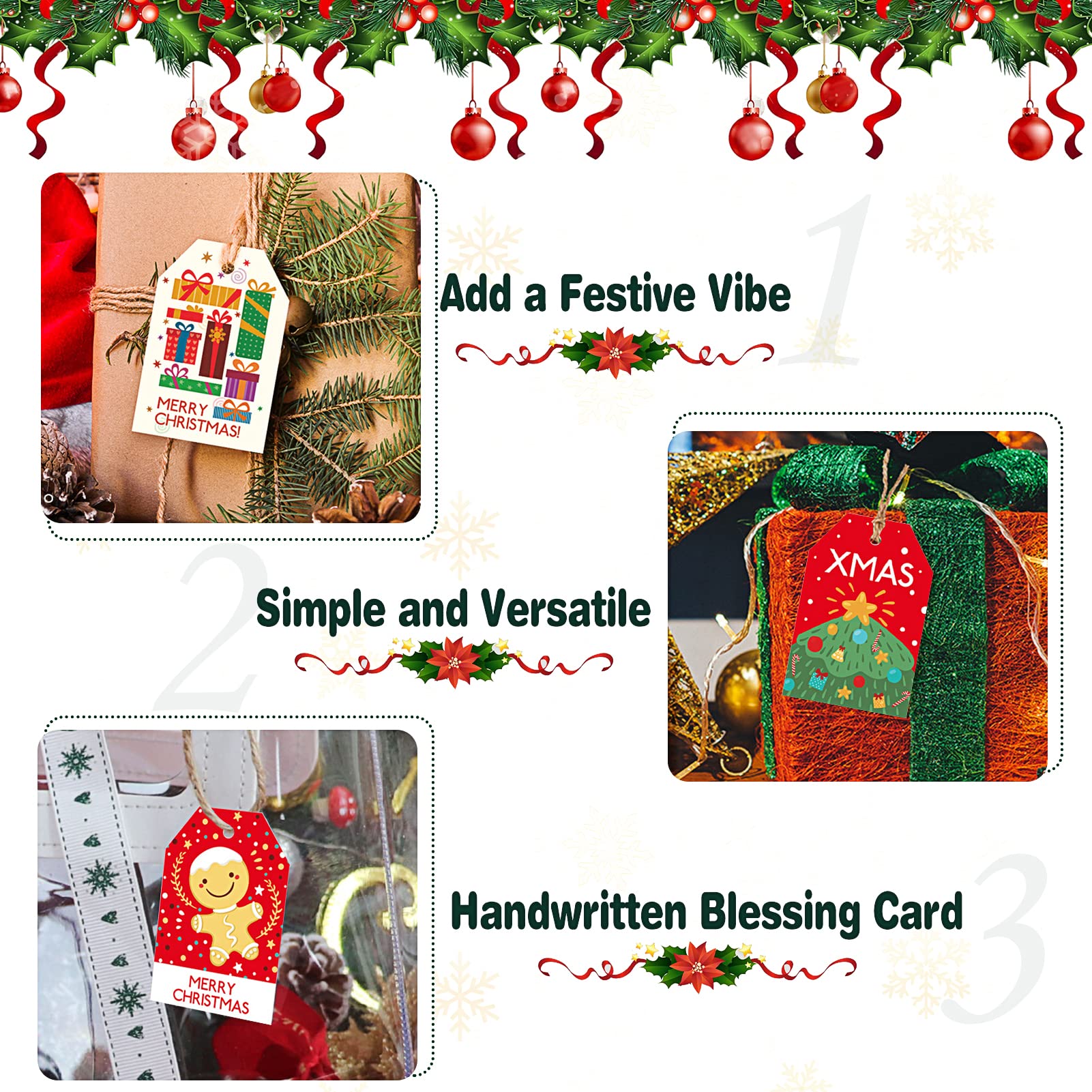 100 Pezzi Etichette Regalo Albero di Natale Etichette in Carta Kraft Appese Ornamento Regalo Etichette per pacchi Etichetta per bagagli Stringa Ciondolo Decalcomania, Marrone