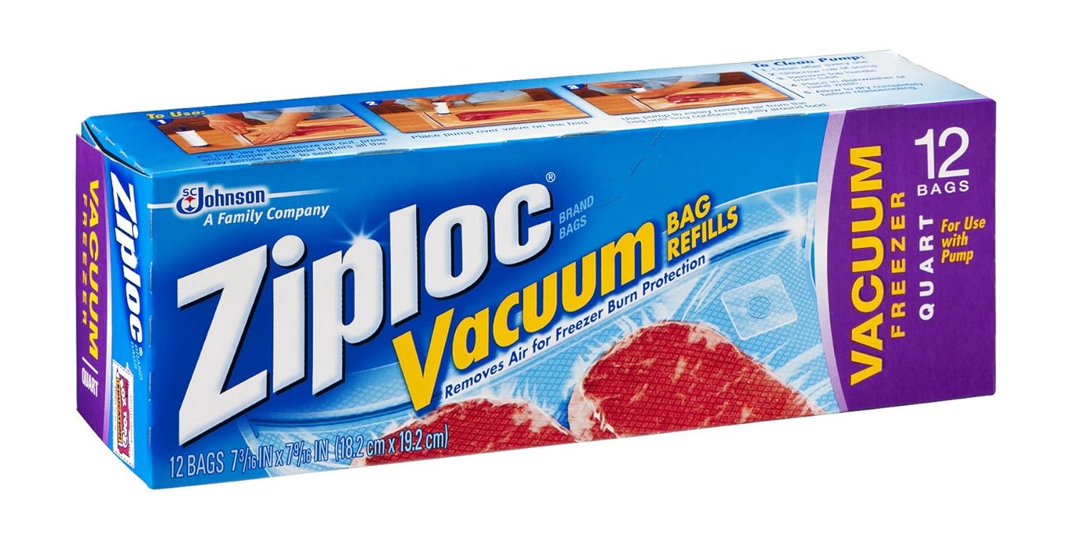 Ziploc Vacuum Pump Refill Bags, Quart Size, 12 Count Amazon.in