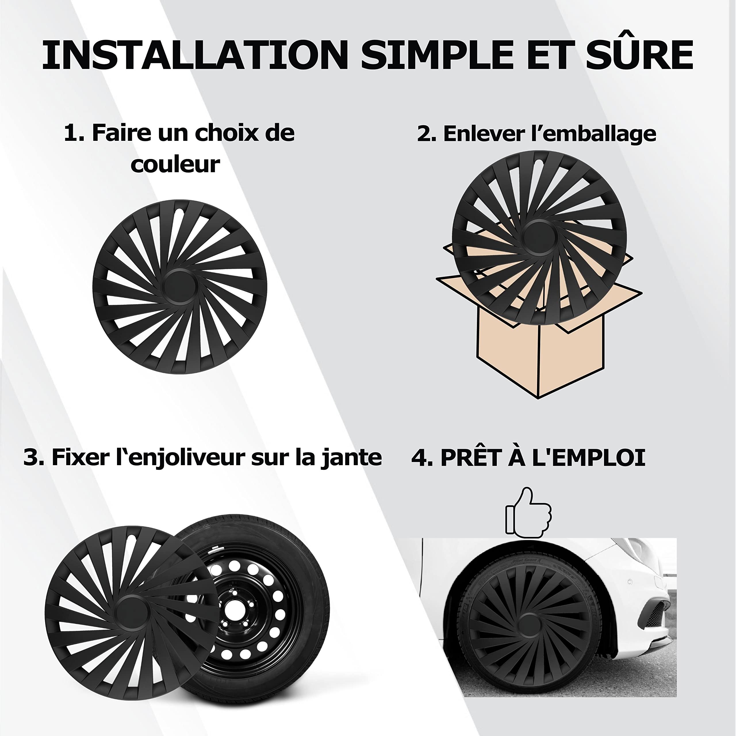 Enjoliveurs de Roue 16 Pouces Noir Jeu de 4 Imperium pour Jantes Acier | Cache-roue & couvre-jante, résistant à la corrosion et aux intempéries, pose facile par clip, pour la plupart des voitures