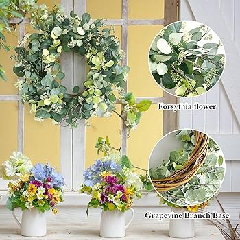 Amazon.com: 24 Inch Eucalyptus Summer Wreath for Front Door