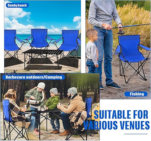 Miniatura 4 de Juego de 5 sillas de campamento portátiles de verano y mesa de camping plegable, silla plegable de tela Oxford para exteriores, mesa de campamento