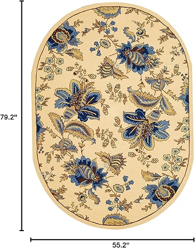 Miniatura 2 de SAFAVIEH Chelsea Collection - Alfombra ovalada de 4 pies 6 pulgadas x 6 pies 6 pulgadas, color marfil, lana de campo francesa enganchada a mano,