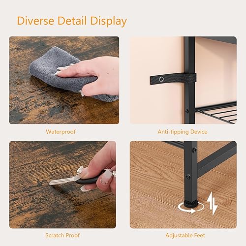 Vista 6 de usikey Zapatero de 4 niveles, organizador industrial de almacenamiento de zapatos para 9-12 pares de zapatos, estante de metal para zapatos