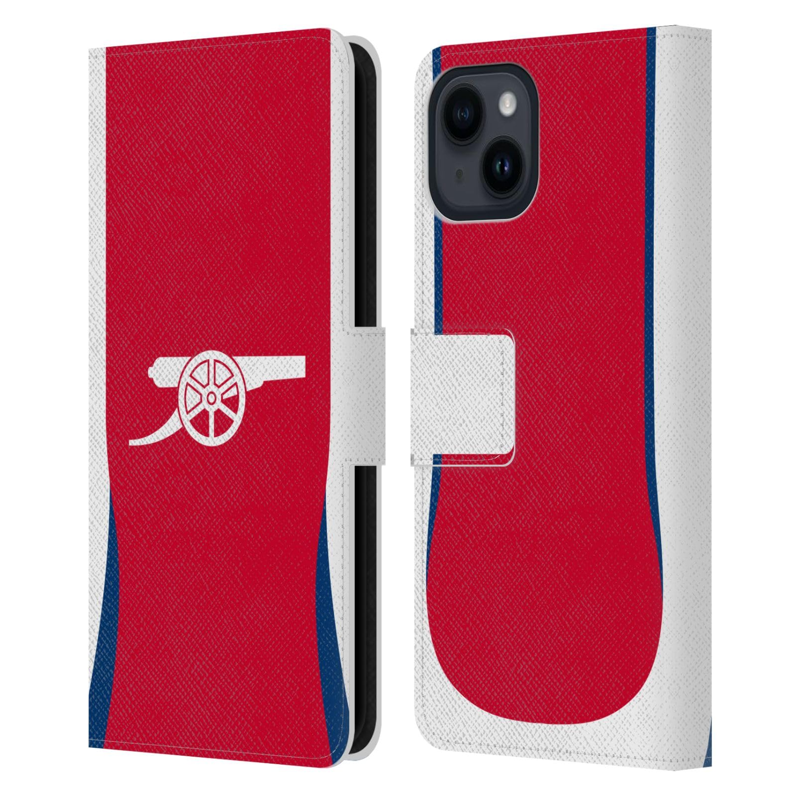 Head Case Designs Officially Licensed Arsenal FC Home 2024/25 Kit Leather Book Wallet Case Cover Compatible With Apple iPhone 15 — image 1