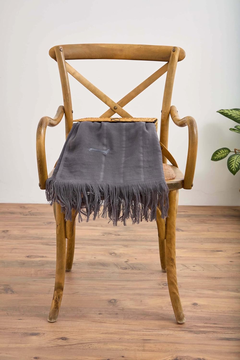 Doxie & Cozy Breeze Cotton Turkish Throw – Slate Whisper, 100% Cotton, Lightweight 160 GSM, 77 x 45 in (195 x 115 cm) – Gift-Ready Box + Logo Cord Charm – Made in Denizli, Turkey