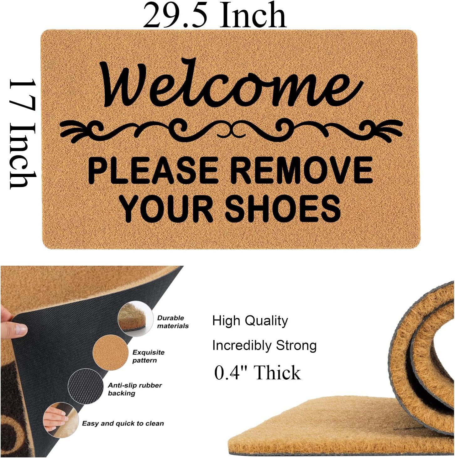 Funny Welcome Doormat Welcome Please Remove Your Shoes Doormats for Entrance Doormat Personalized Non Slip Rubber Mat for Front Door Novelty Gift Mats House Warming Gift Mats 30(L) x 18(W)