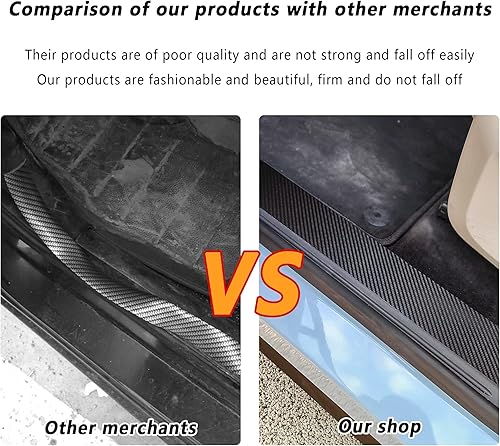 Miniatura 4 de 5 protectores para umbral de puerta de automóvil, protección de umbral de fibra de carbono y parachoques trasero, con calcomanía antiarañazos,