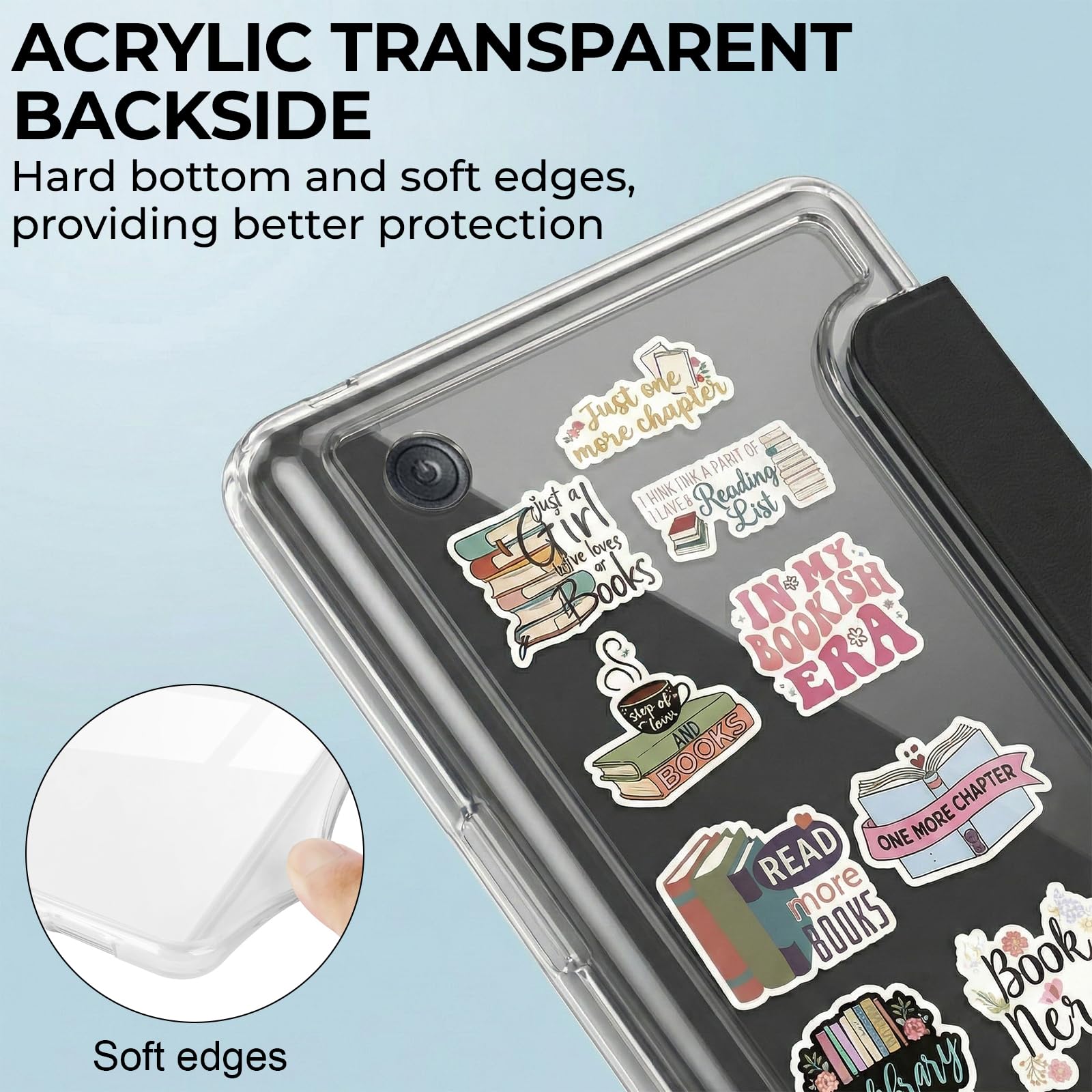 Funda para lector electrónico, compatible con Tolino Shine Color/Shine 5/4 y Kobo Clara Colour/BW/2E, delgada, sueño/despertar automático, incluye 50 pegatinas retro para lectura - 4