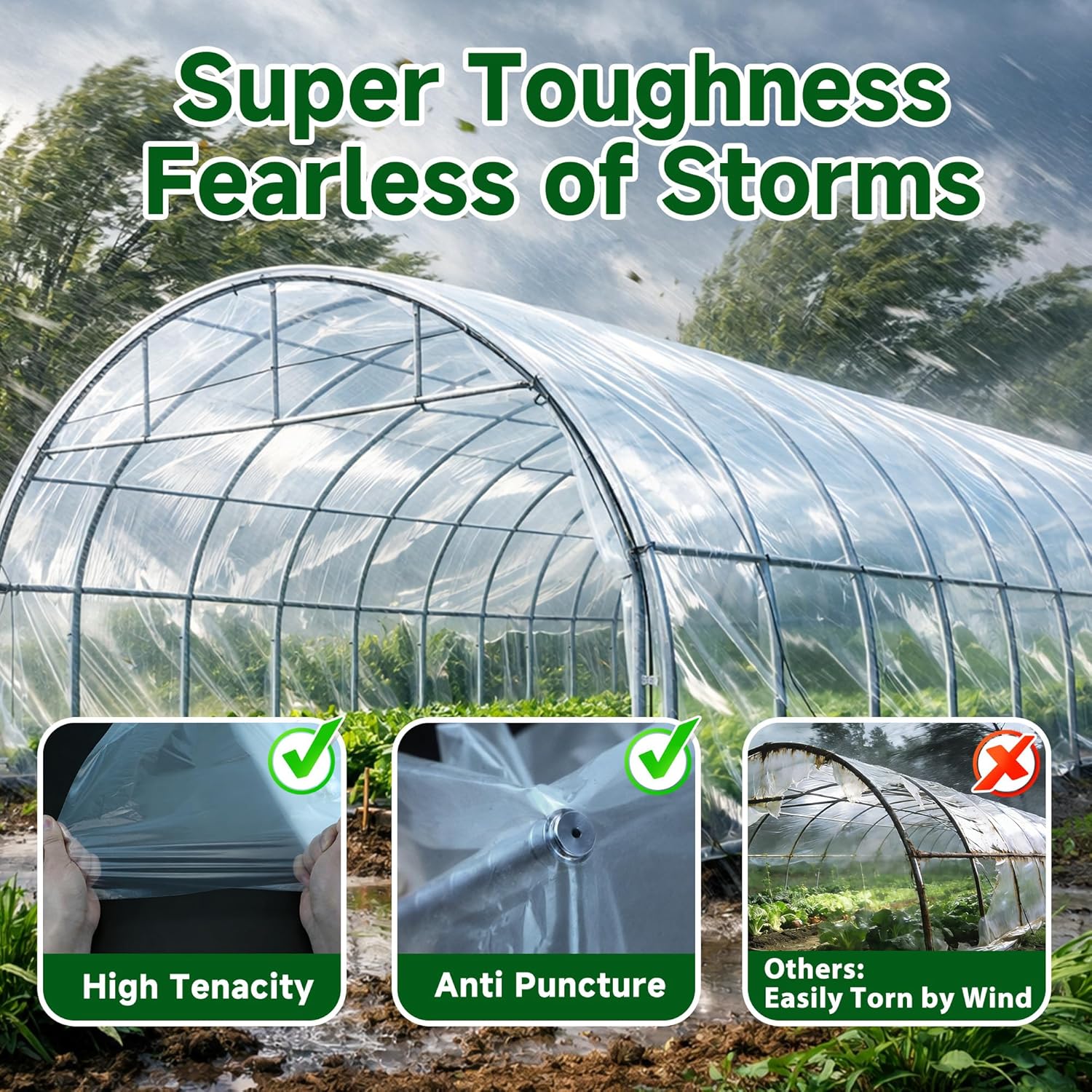 10x26 ft Greenhouse Plastic Sheeting – Clear Heavy Duty Polyethylene Film – UV Resistant Grow Tunnel Cover for Frost Protection, Hoop Houses & Cold Frames – Agriculture Grade