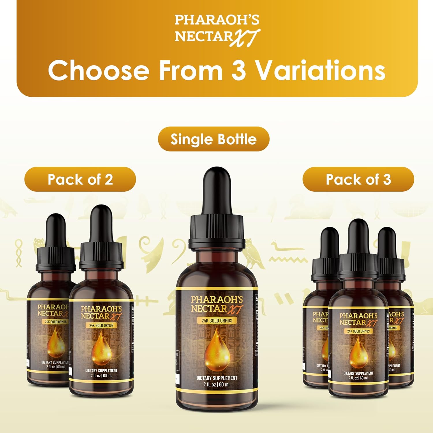 Ultra-Pure, 99.9% Liquid Gold - 24K Monoatomic Gold Ormus - Third Eye Awakening, Pineal Gland Decalcification, Awaken DNA, Unlock Light Speed Manifestation - Pharaoh's Nectar XT, 2 Pack