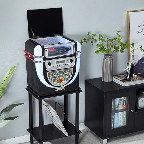 Miniatura 8 de Arkrocket Boston Jukebox - Sistema de entretenimiento con soporte Bluetooth reproductor de CD FM Radio SD USB