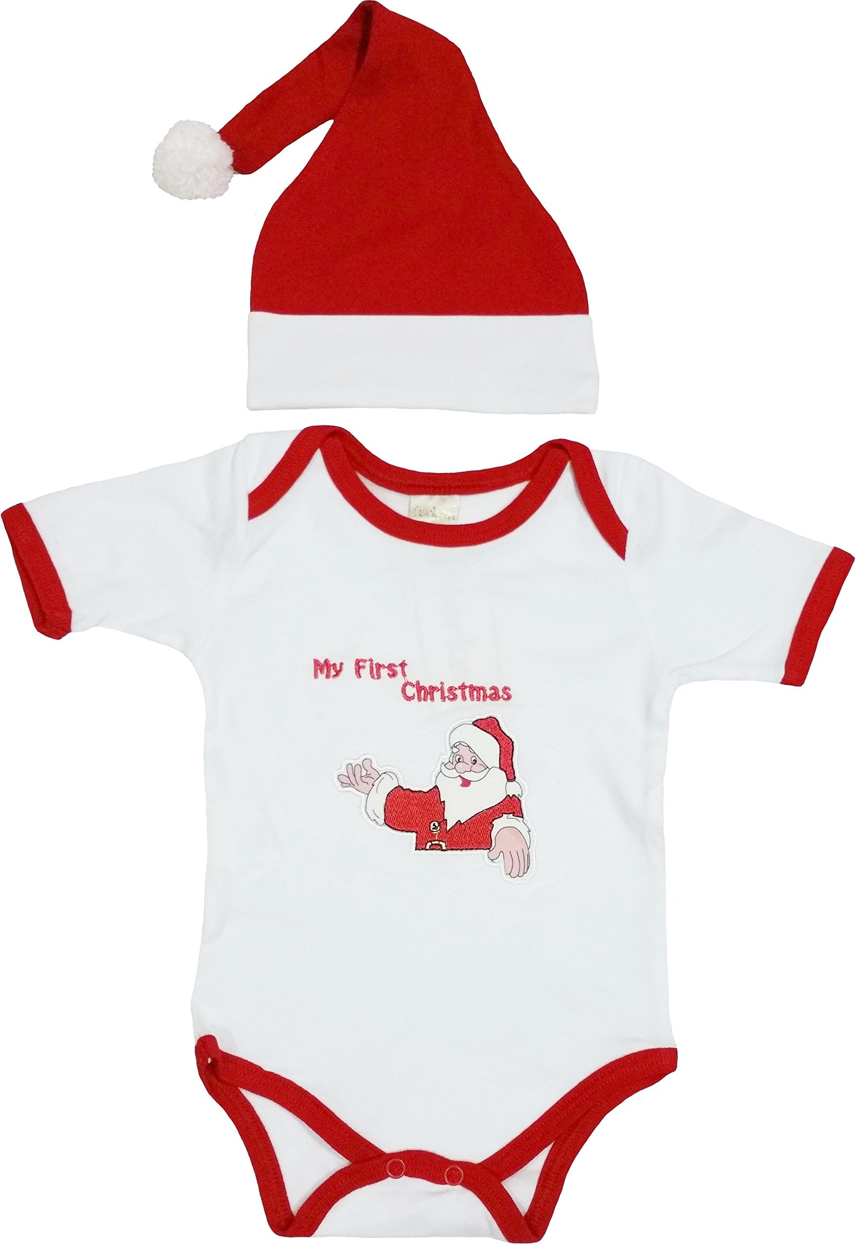Baby's Christmas Outfit for Infant Boys and Girls with Onesie, Hat and Socks