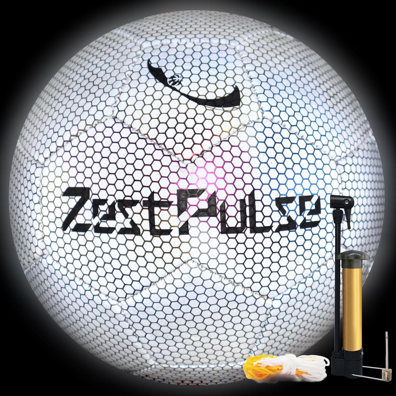 ZestPulse Holographic Reflective Soccer Ball Size 4 & 5 for Kids & Adults, High Visibility for Night Games, Training | Ideal Gift for Boys 8-12 (Light)