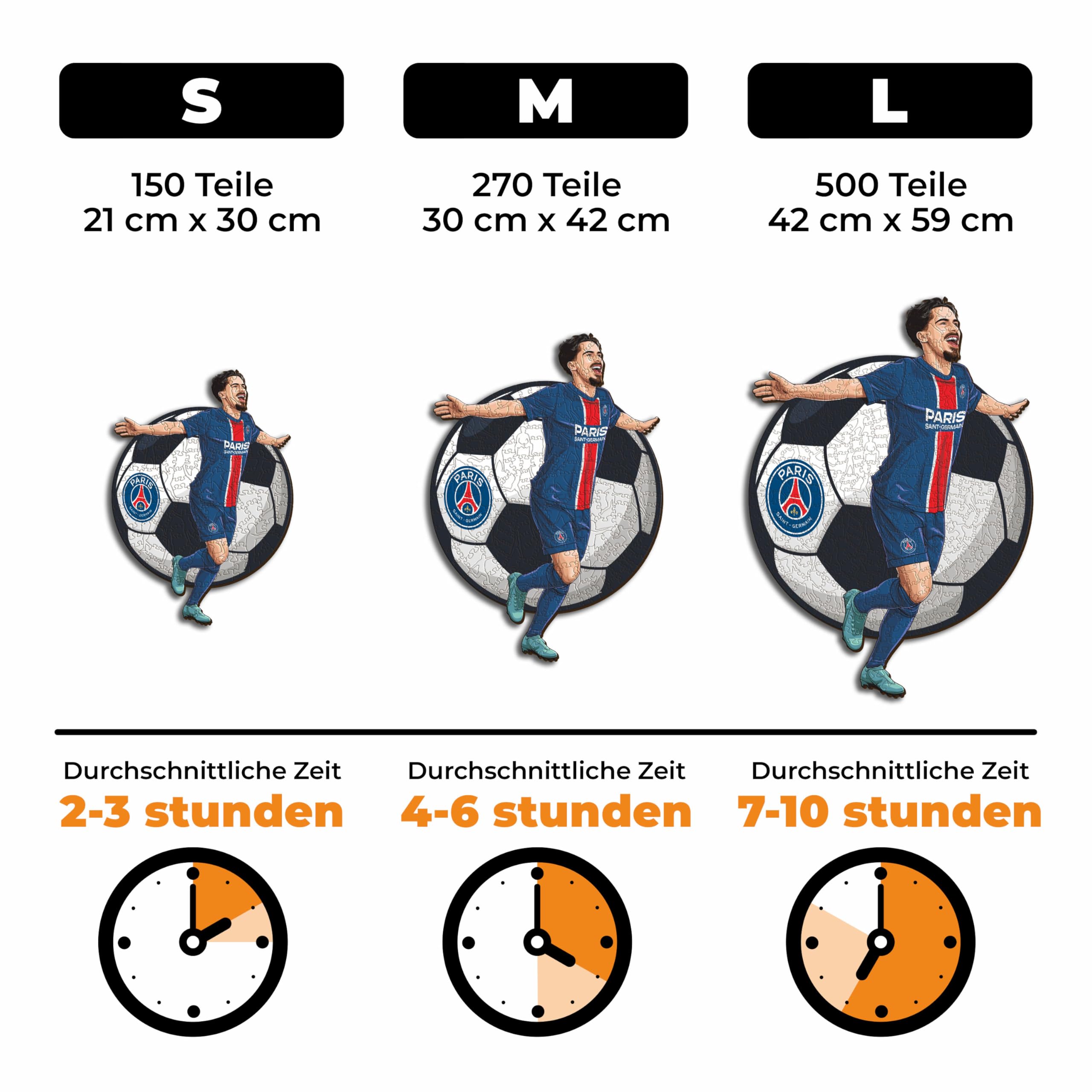 Iconic Puzzles - PSG, Vitinha, offiziell Lizenziertes Holzpuzzle, 100% nachhaltig, Geschenk für Erwachsene und Kinder, Größe M, 270 Teile