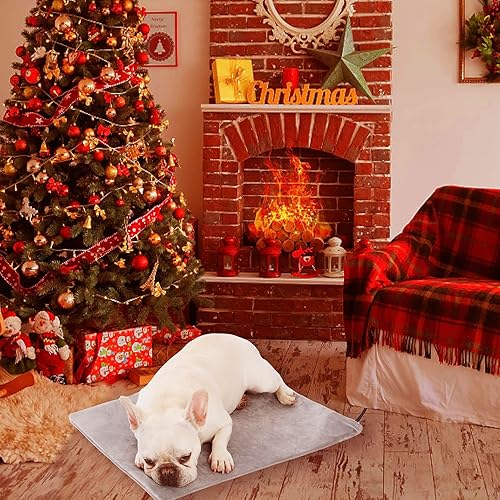 Miniatura 8 de pettycare Almohadilla térmica para mascotas para perros y gatos, calefacción eléctrica con cable envuelto en acero, temporizador de 25 niveles y