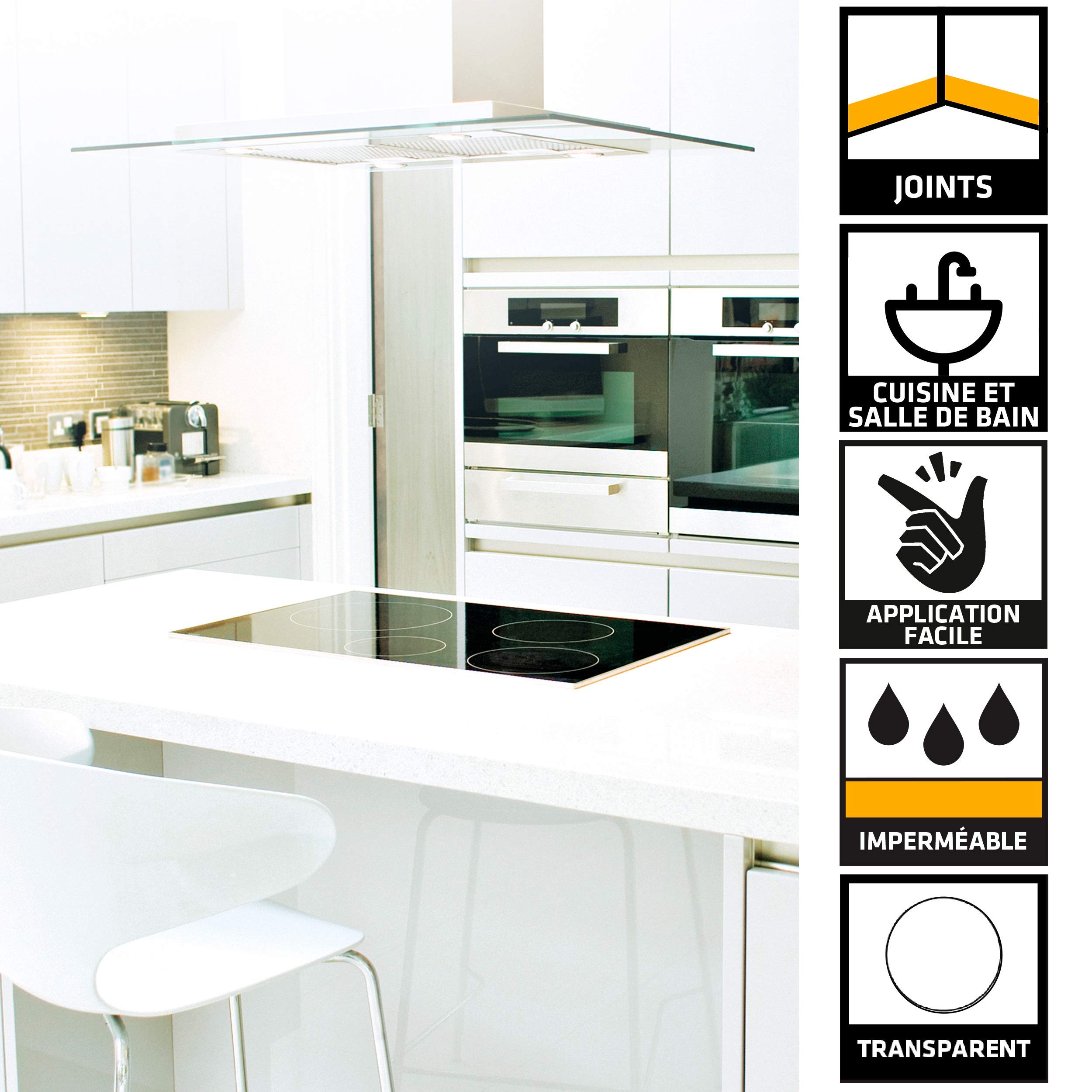 Stanley STST81337-1 Paire de tréteaux en métal & SikaSeal 108 Sanitaire Transparent, Mastic Cuisine & Salle de Bain Anti-Moisissures