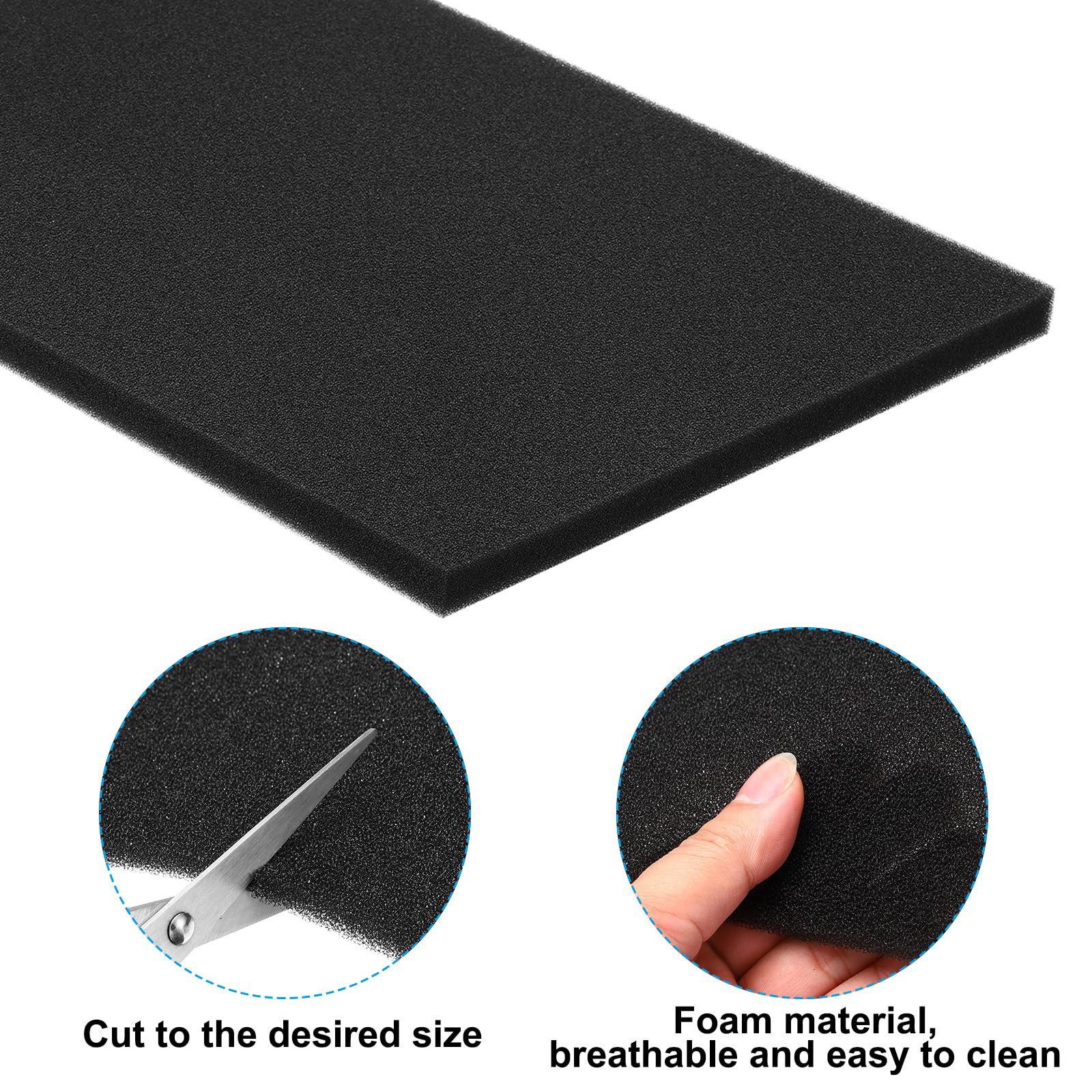 PATIKIL Filtro Sostitutivo per Condizionatore d'Aria 24" x 16" x 1", 2pz Tampone Filtrante in Schiuma Ac per, Lavabile, Riutilizzabile, per Purificatori Aria Condizionata, Nero