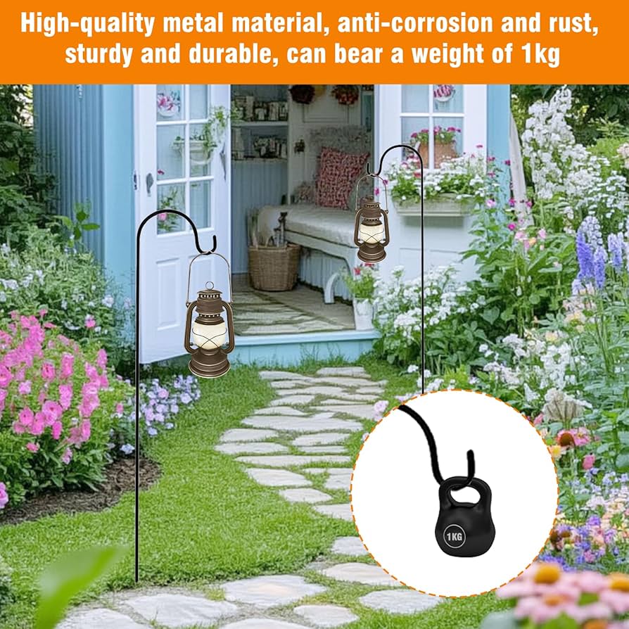 Shepherd's Hooks Garden Planter Stakes For Bird Feeders Up To 6.5 Lbs