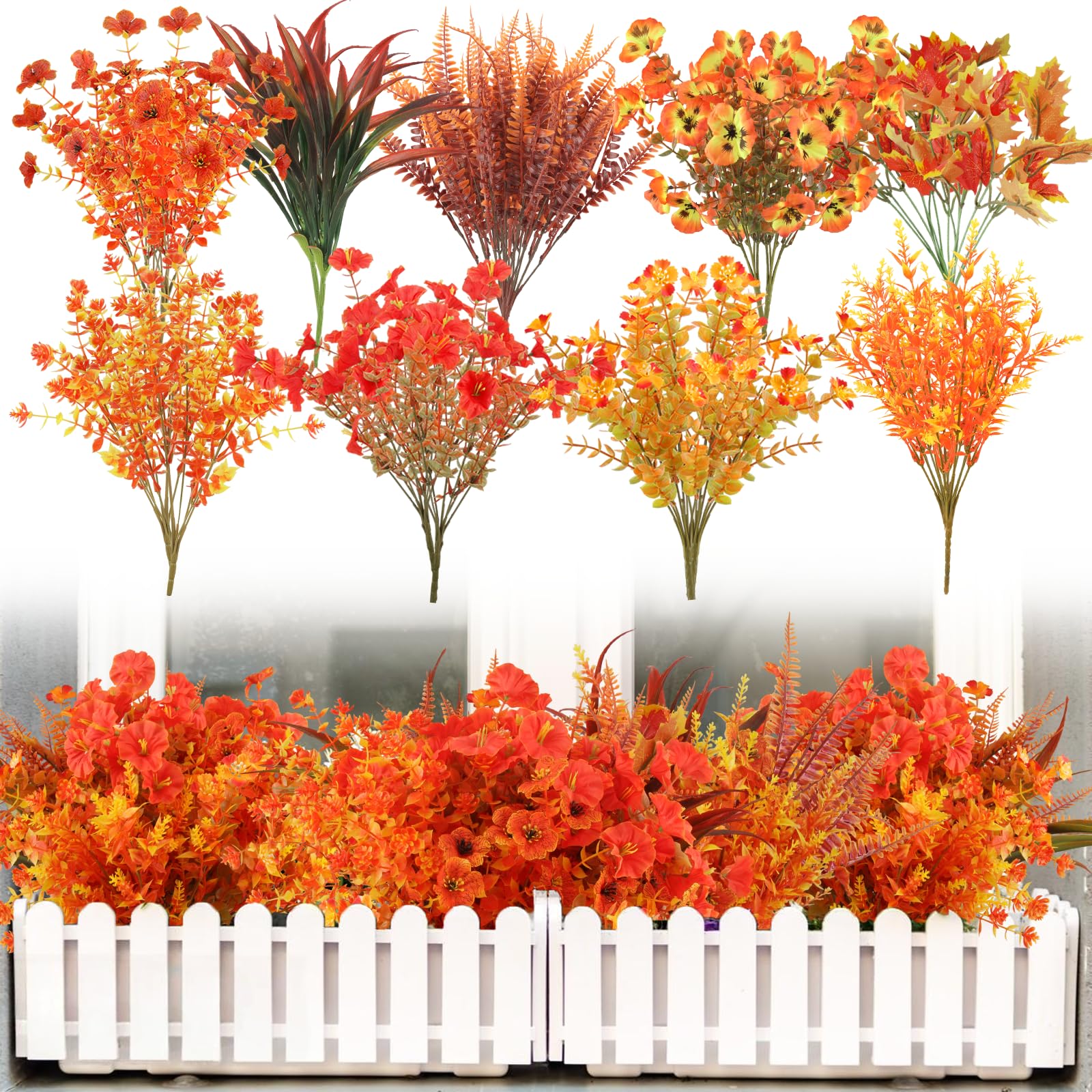 Plantes artificielles extérieur : lot de 20 bouquets de fleurs d'automne pour balcon