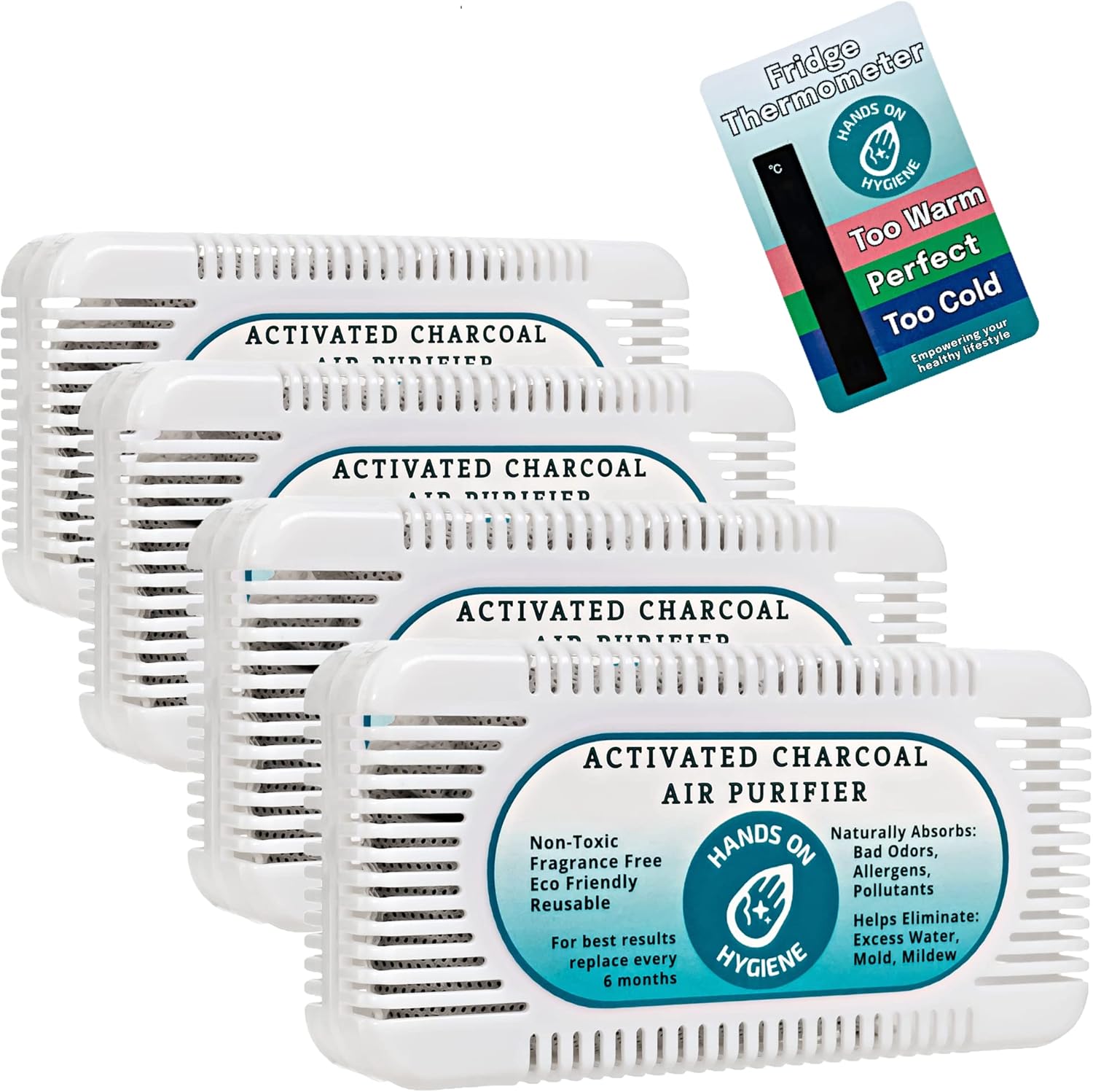 HANDS ON HYGIENE Refrigerator Air Purifier Natural Activated Charcoal