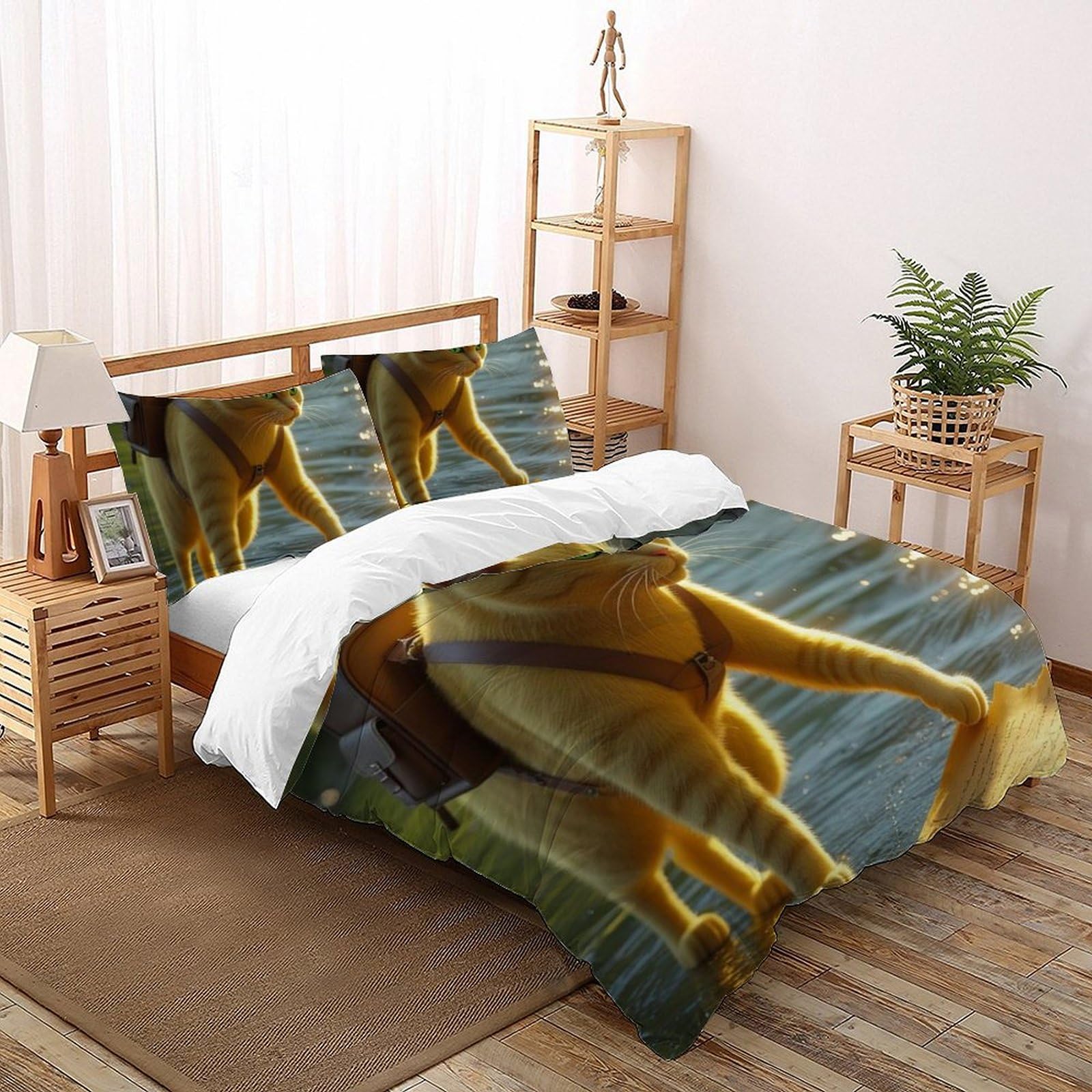 Housse de couette chaton orange microfibre pour lit king size