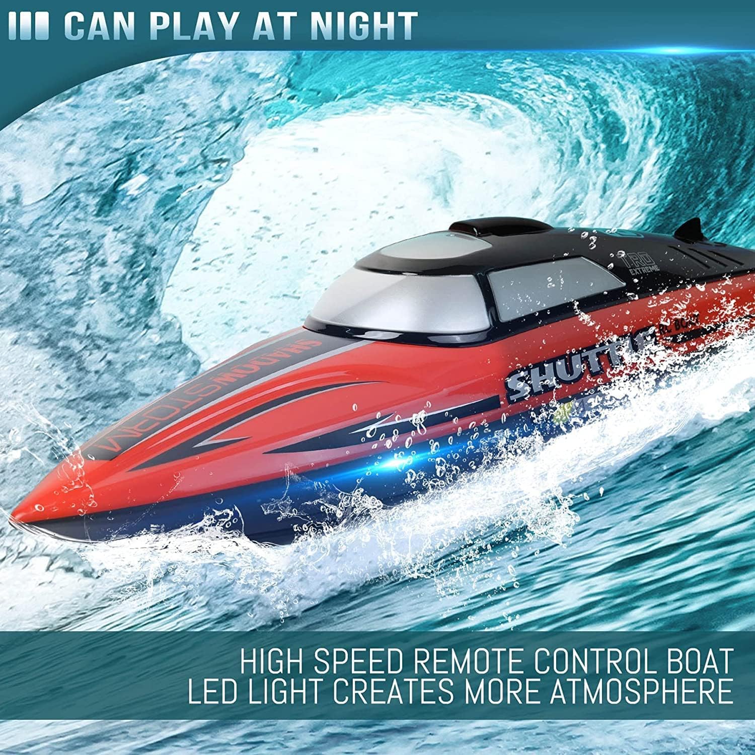 JestNest RC Boat for Adults and Kids, 25KMH Speed, LED Light, Remote Control Water Toys for Boys Girls, Multi RC Boat 1