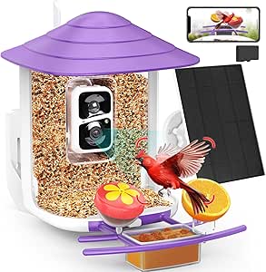 birdsnap® TUC Smart Bird Feeder with Camera 2K HD, Solar Panel 32GB Card 4-in-1 Perch, 160°View Auto Detect & Notify AI Identify Video Bird Camera Wireless Outdoors Ideal Gift for Birds Lover asin的图片