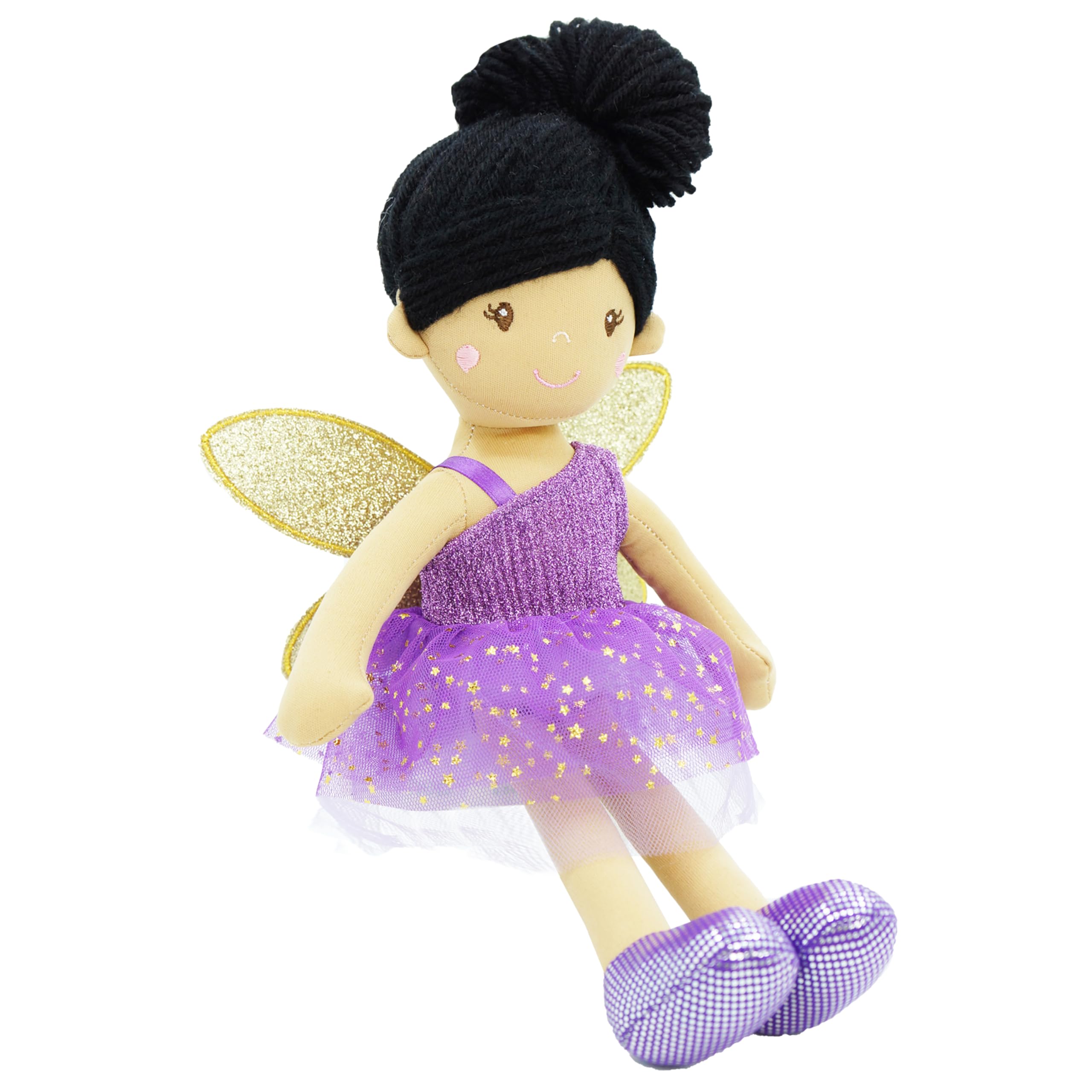 Lullaberry 30cm Enchanted Fairy Doll Violet - Plush Stuffed Soft Doll Girl Gift - Purple Outfit and Gold Wings - Image 3