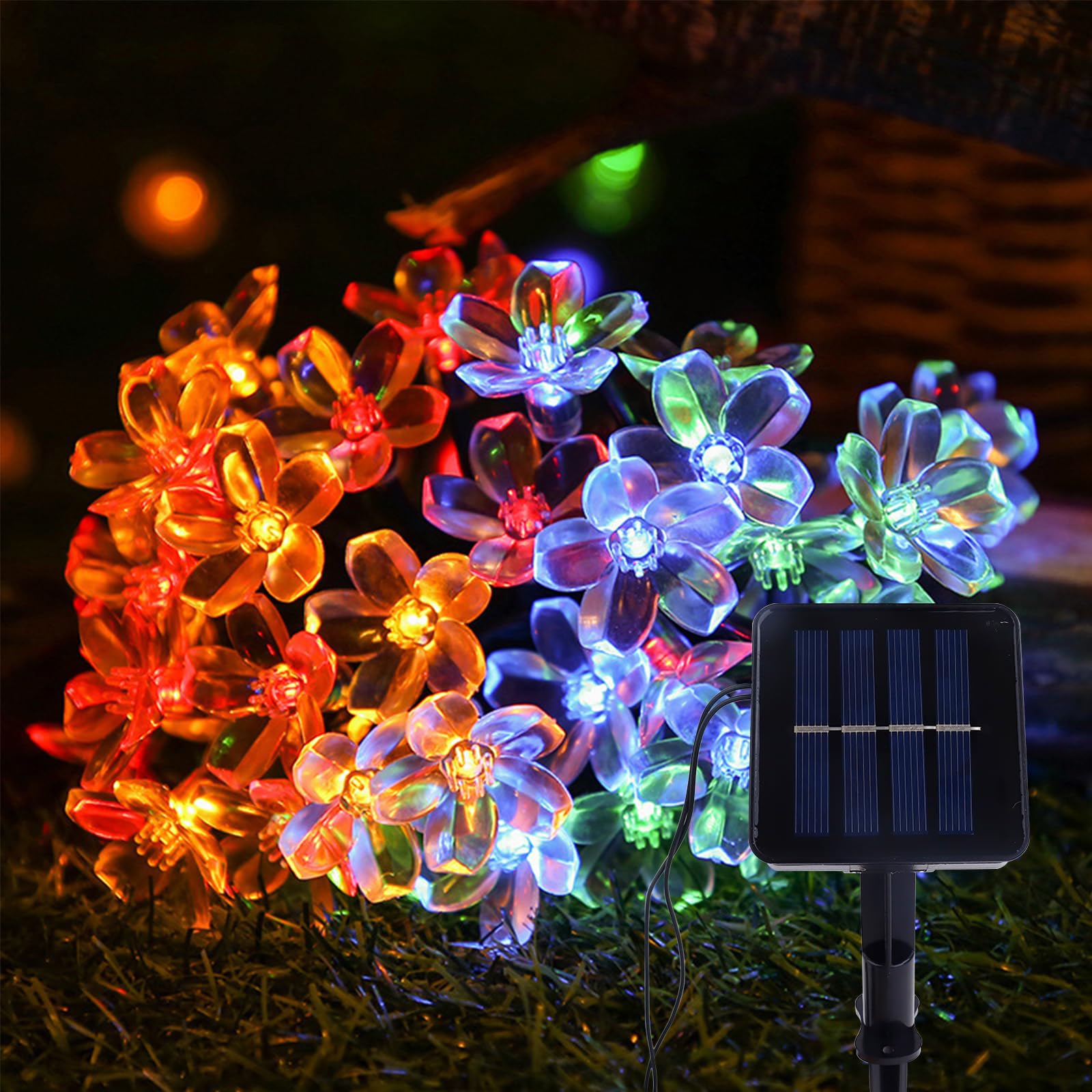 ENLACE Solar Lichterkette Aussen, 5M 20 LED Blumen Lichterkette Wasserdicht, 8 Modi Solar Kirschblüten Lichterketten für Garten, Hochzeit, Terrasse, Balkon, Außen, Party Dekoration, Bunt